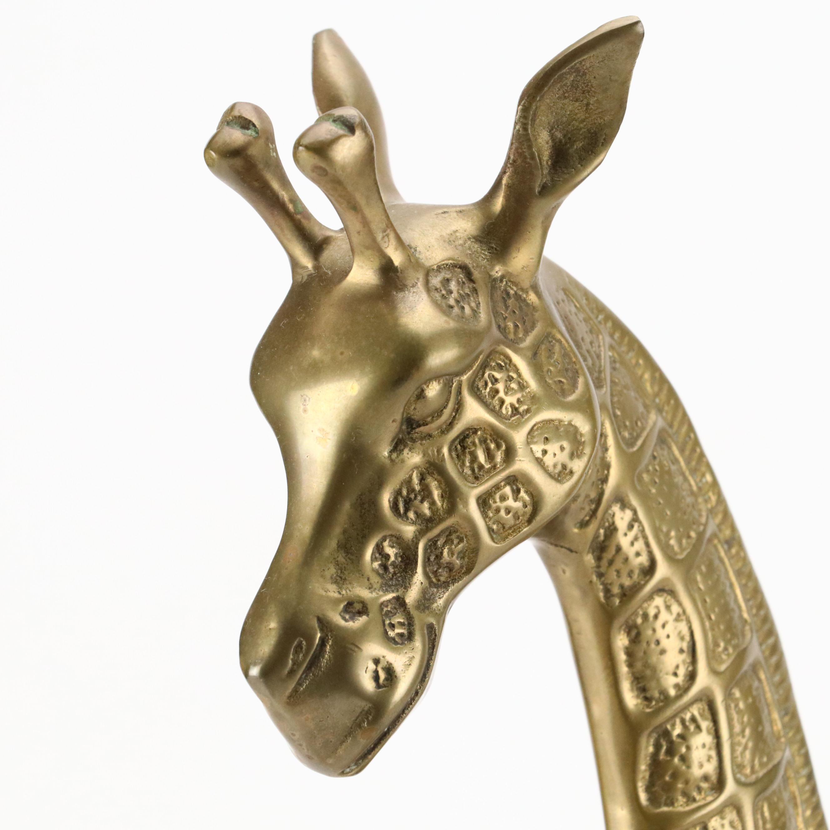 Brass Giraffes, Rabbit and Goose Figurines with Duck Bookends