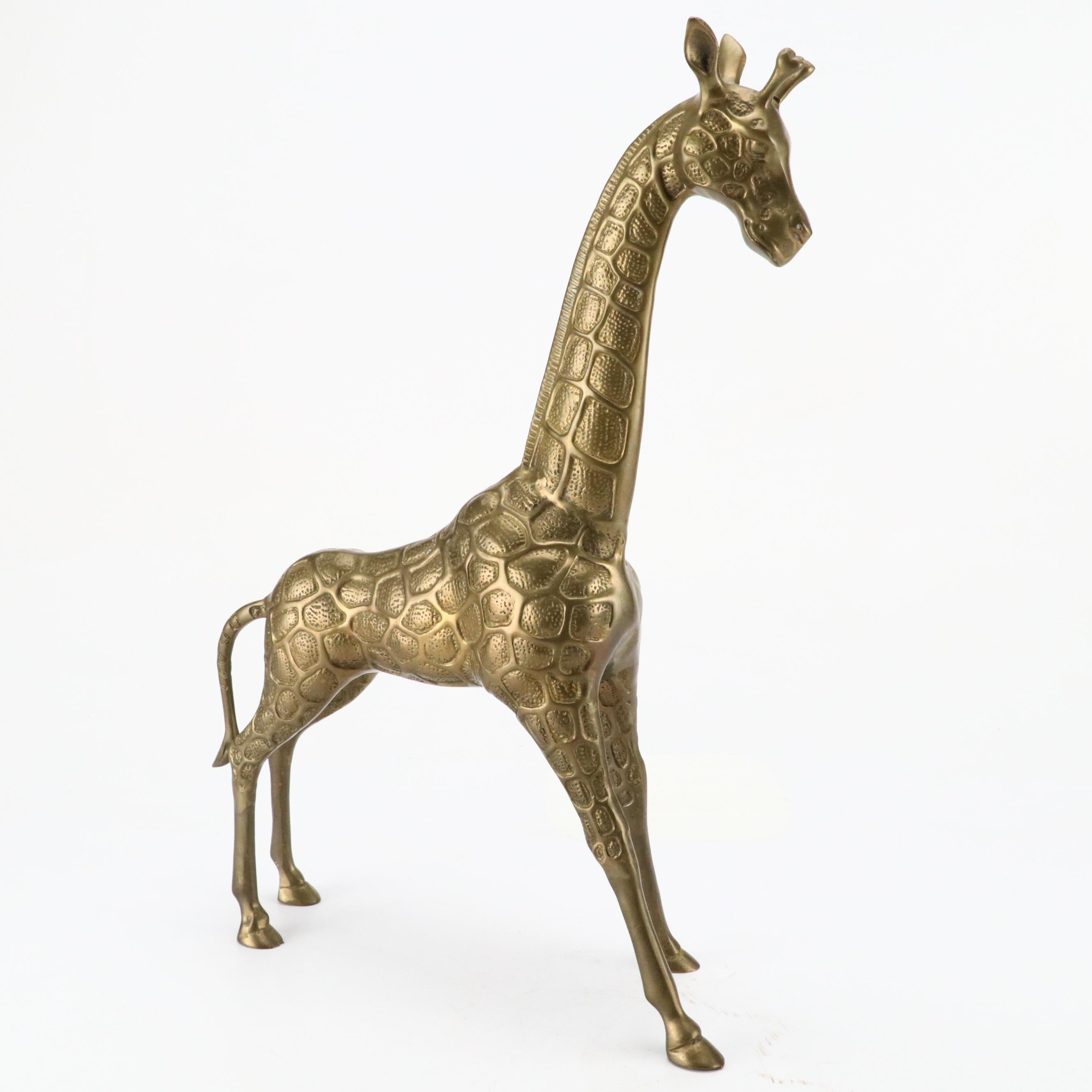 Brass Giraffes, Rabbit and Goose Figurines with Duck Bookends