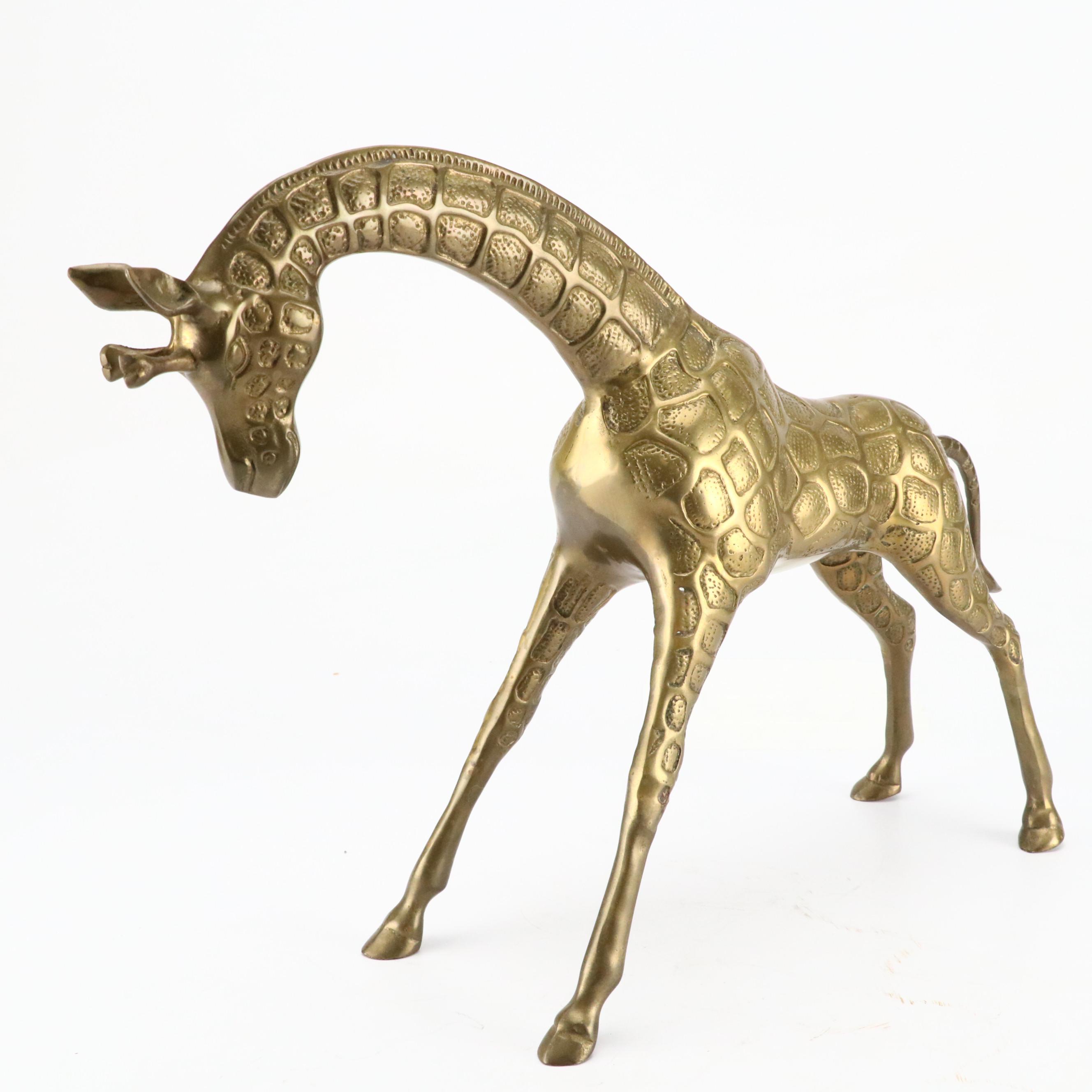 Brass Giraffes, Rabbit and Goose Figurines with Duck Bookends