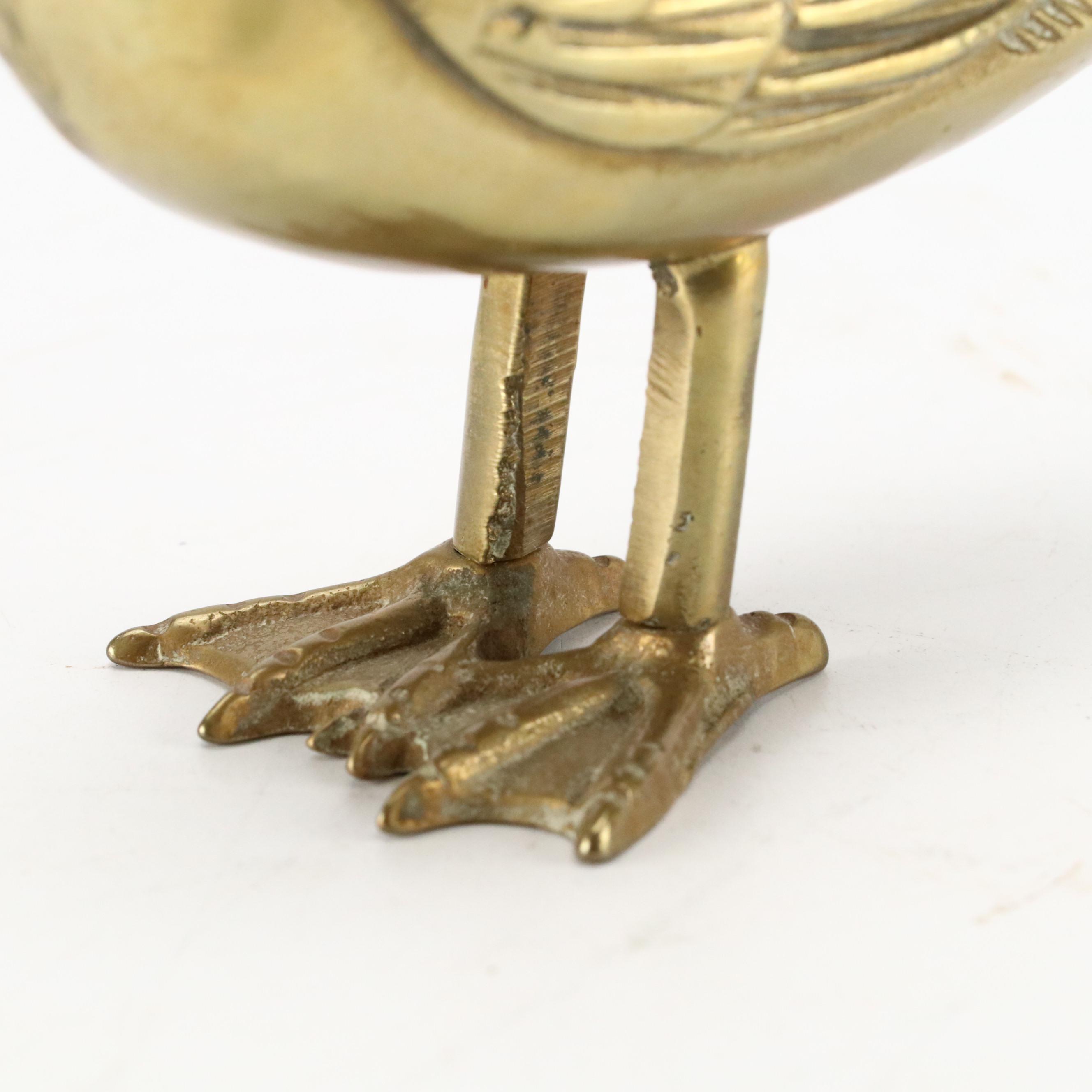 Brass Giraffes, Rabbit and Goose Figurines with Duck Bookends