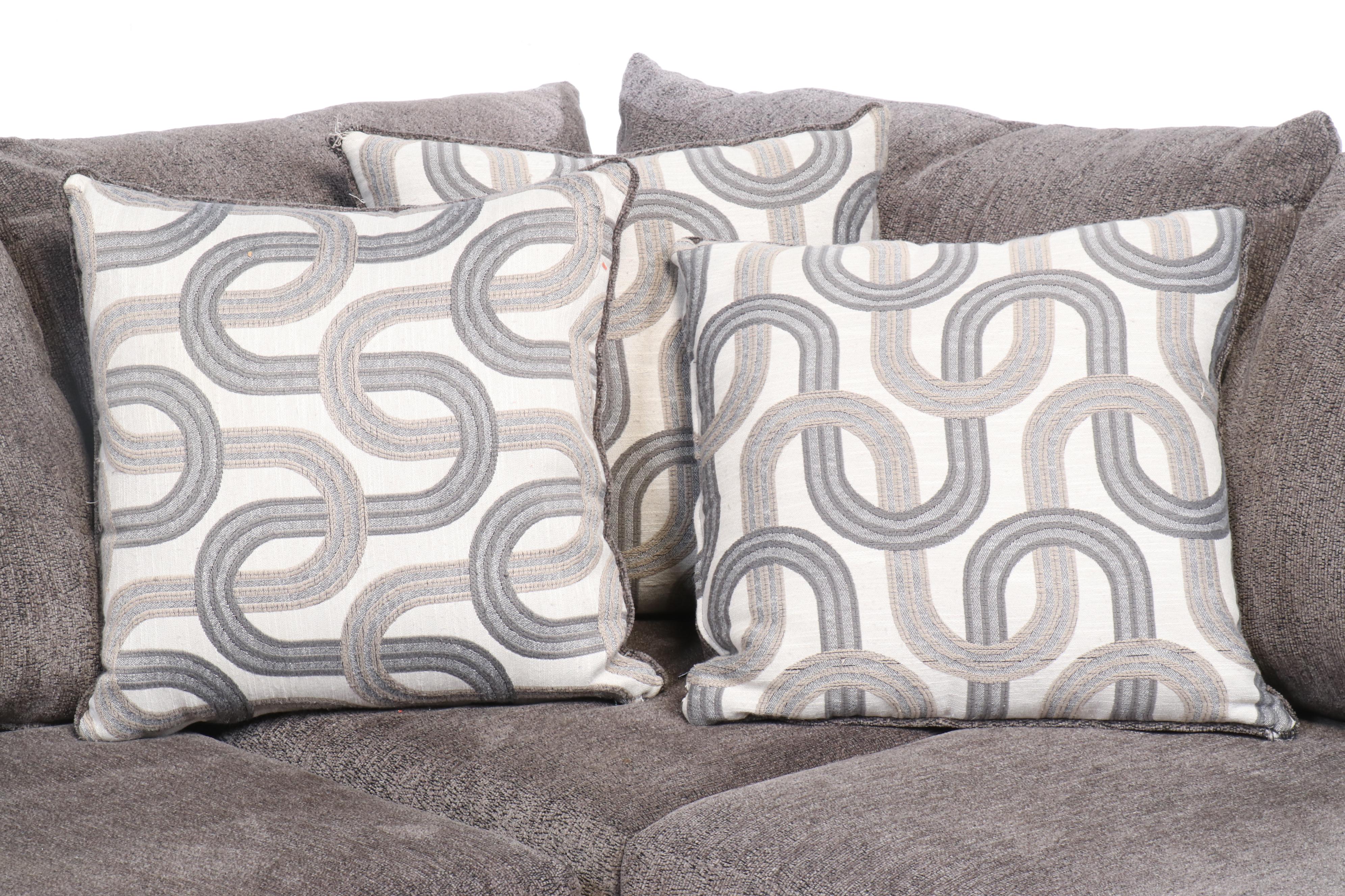 Contemporary Grey Chenille Upholstered Two-Piece Sectional Sofa