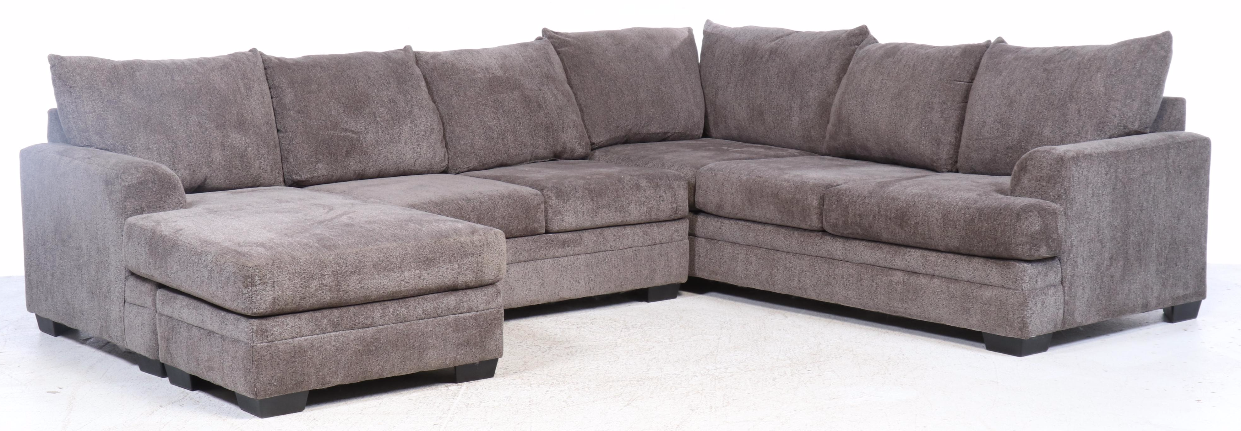 Contemporary Grey Chenille Upholstered Two-Piece Sectional Sofa