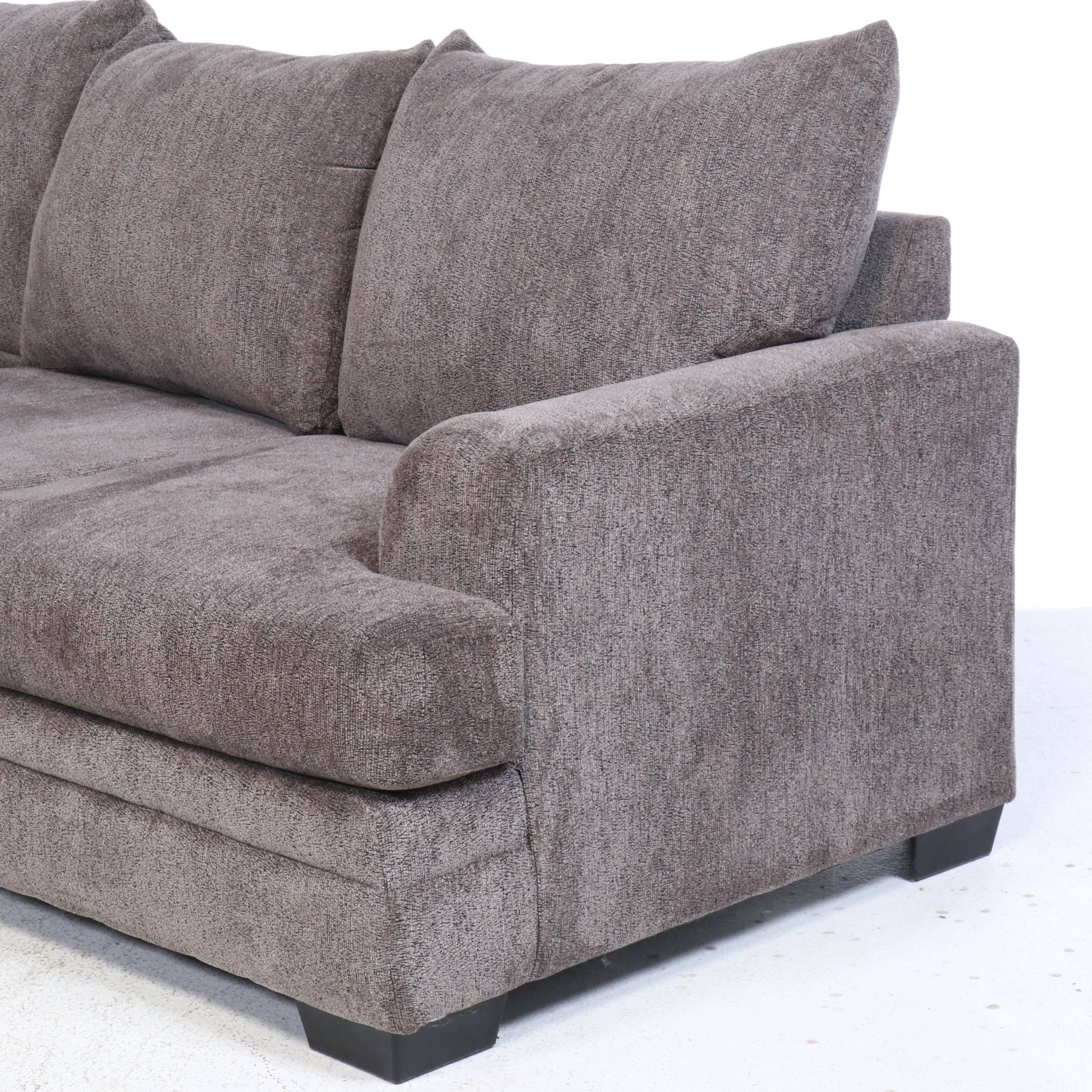Contemporary Grey Chenille Upholstered Two-Piece Sectional Sofa