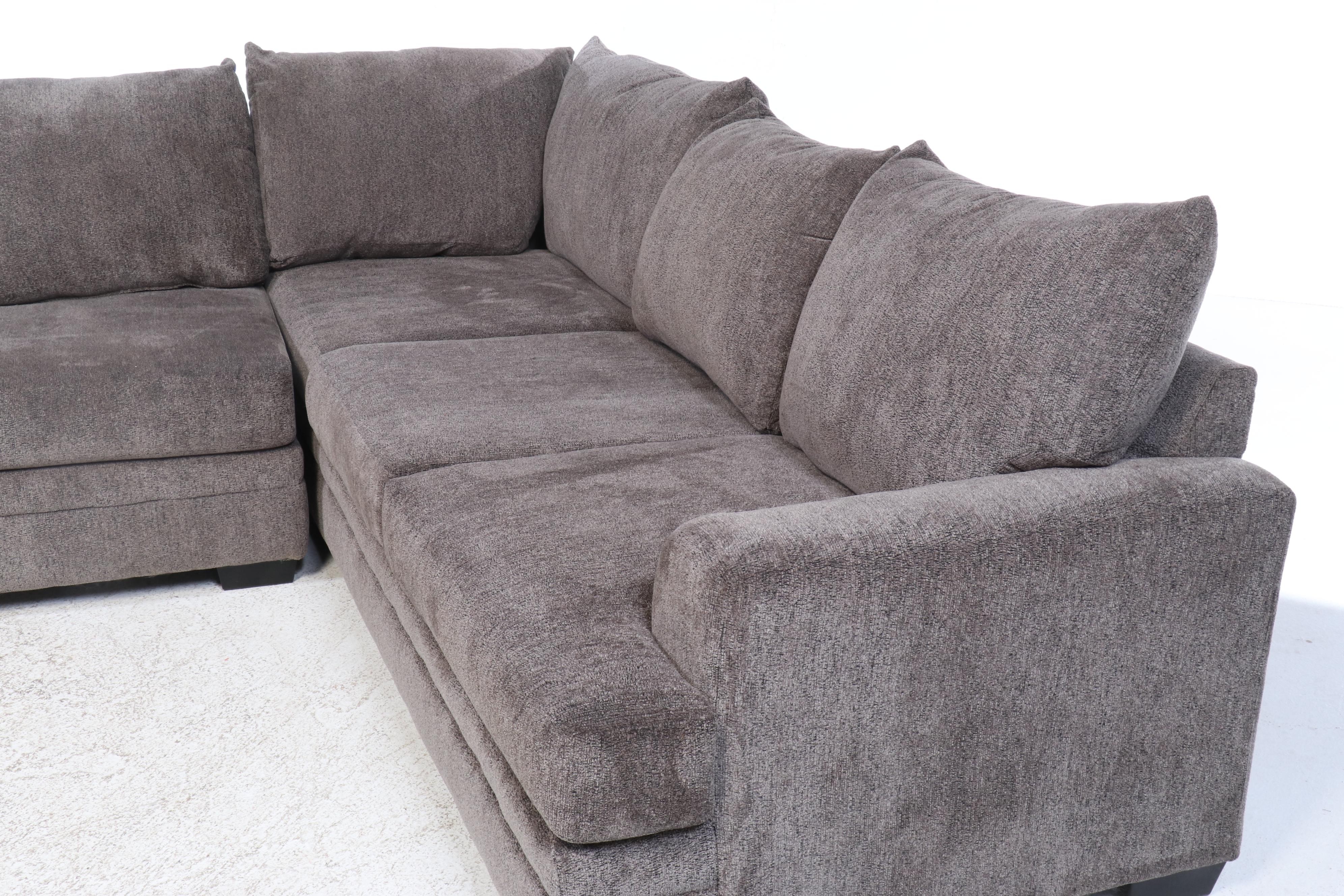 Contemporary Grey Chenille Upholstered Two-Piece Sectional Sofa