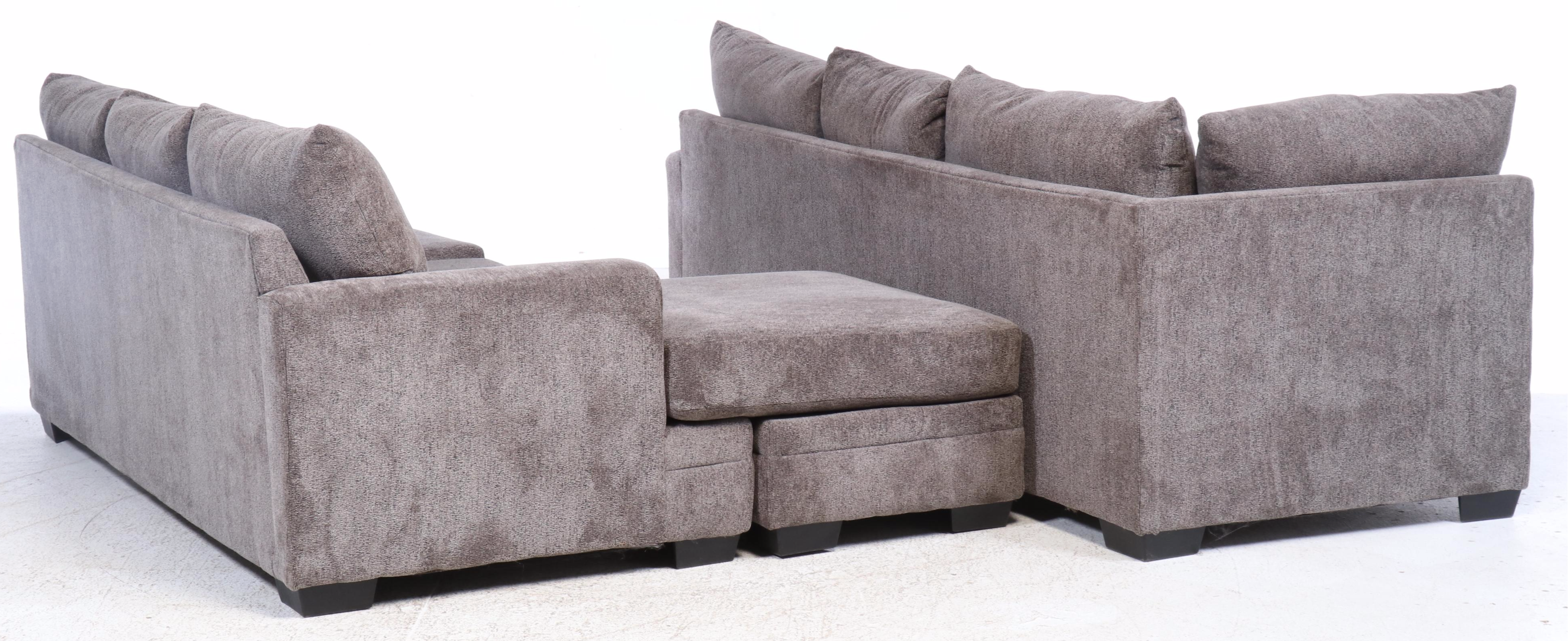 Contemporary Grey Chenille Upholstered Two-Piece Sectional Sofa