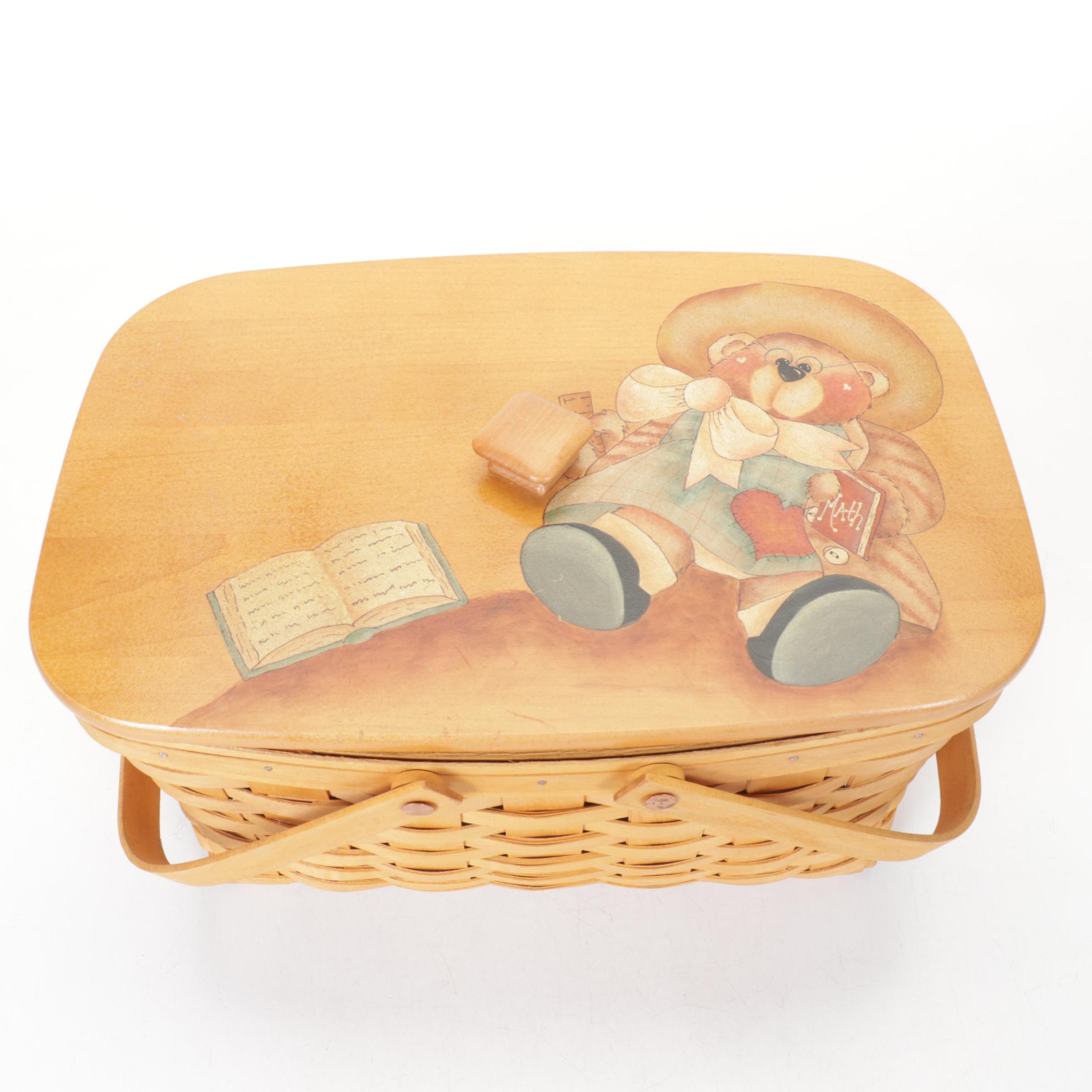Longaberger Woven Basket with Illustrated Lid, 2001