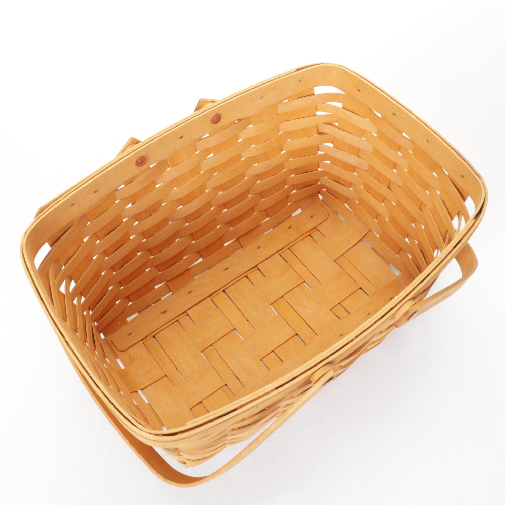 Longaberger Woven Basket with Illustrated Lid, 2001