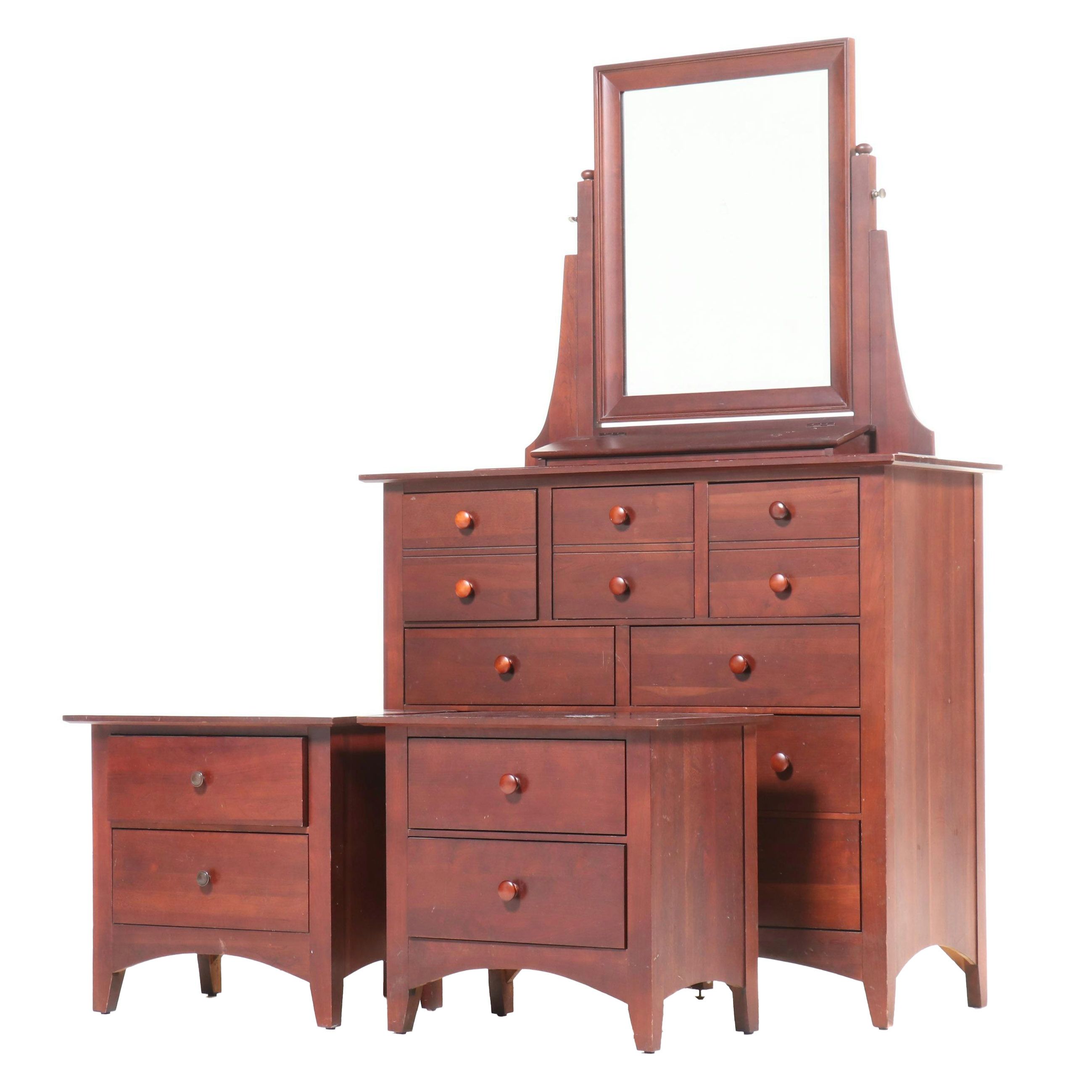 Kincaid Gathering House Cherry Ten-Drawer Dresser with Pair of Nightstands
