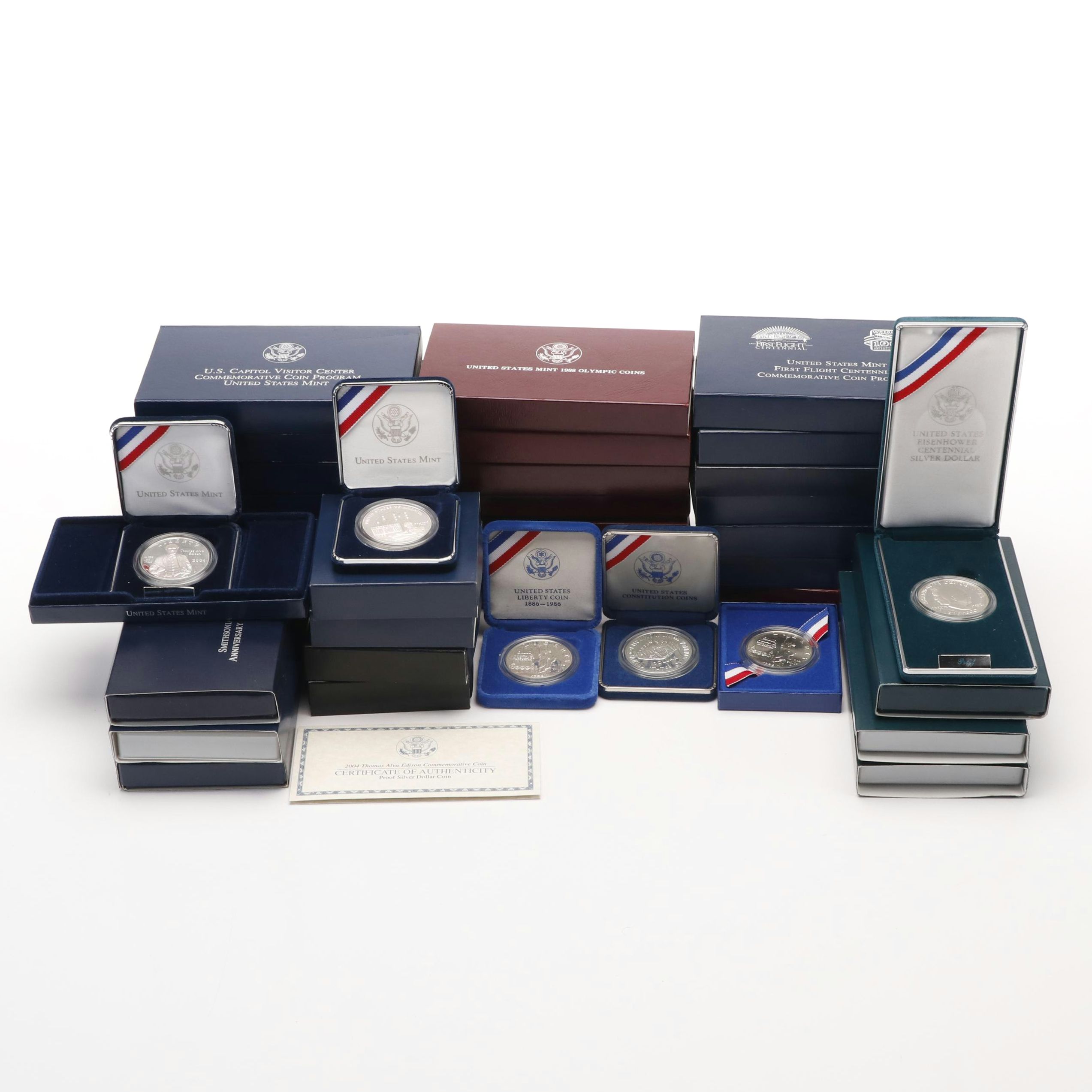 37 Modern Commemorative Silver Dollars Including a 1999 Dolley Madison Proof