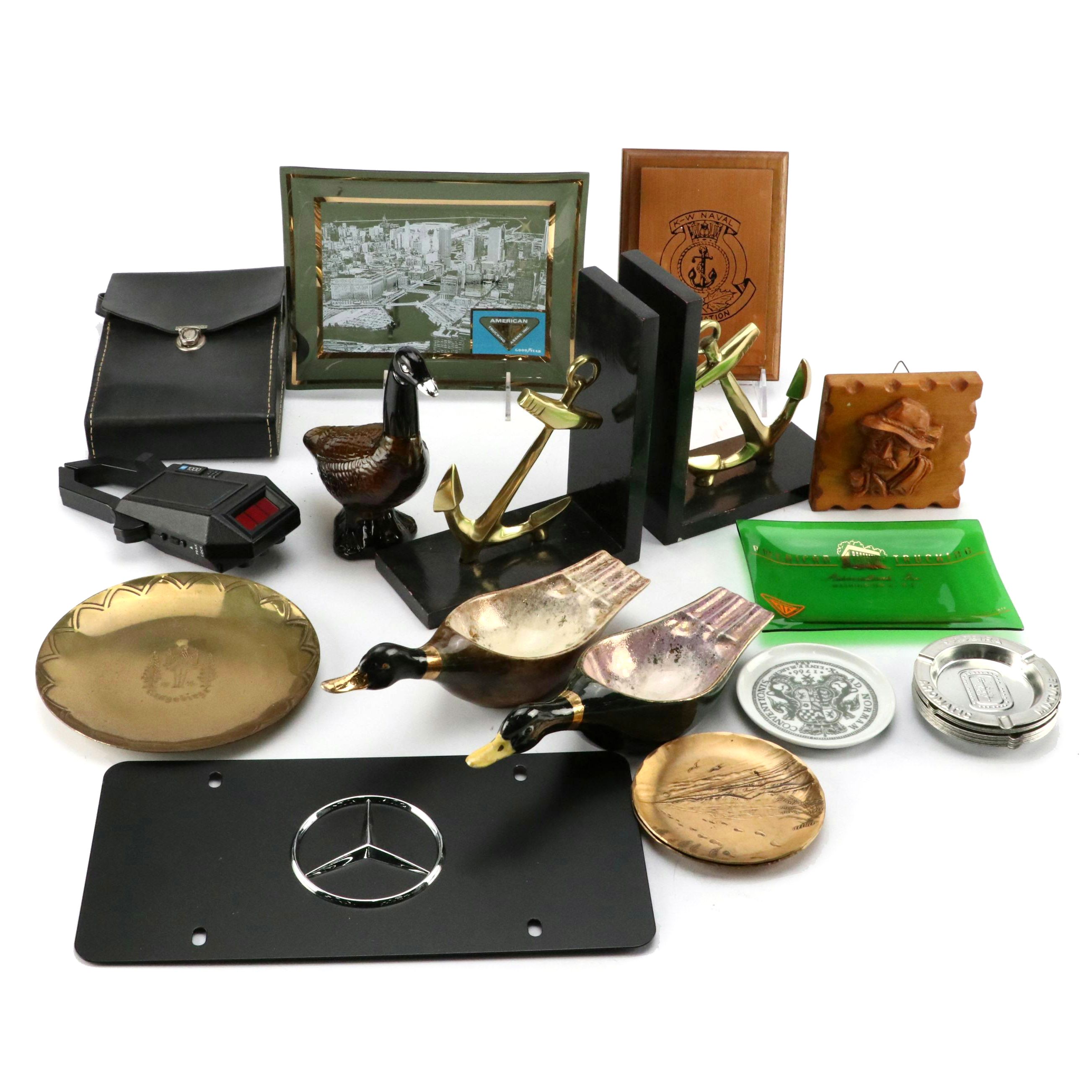 Avon Goose Deep Woods Cologne, Duck Ashtray, Wall Decor, Volt Clamp and Bookends