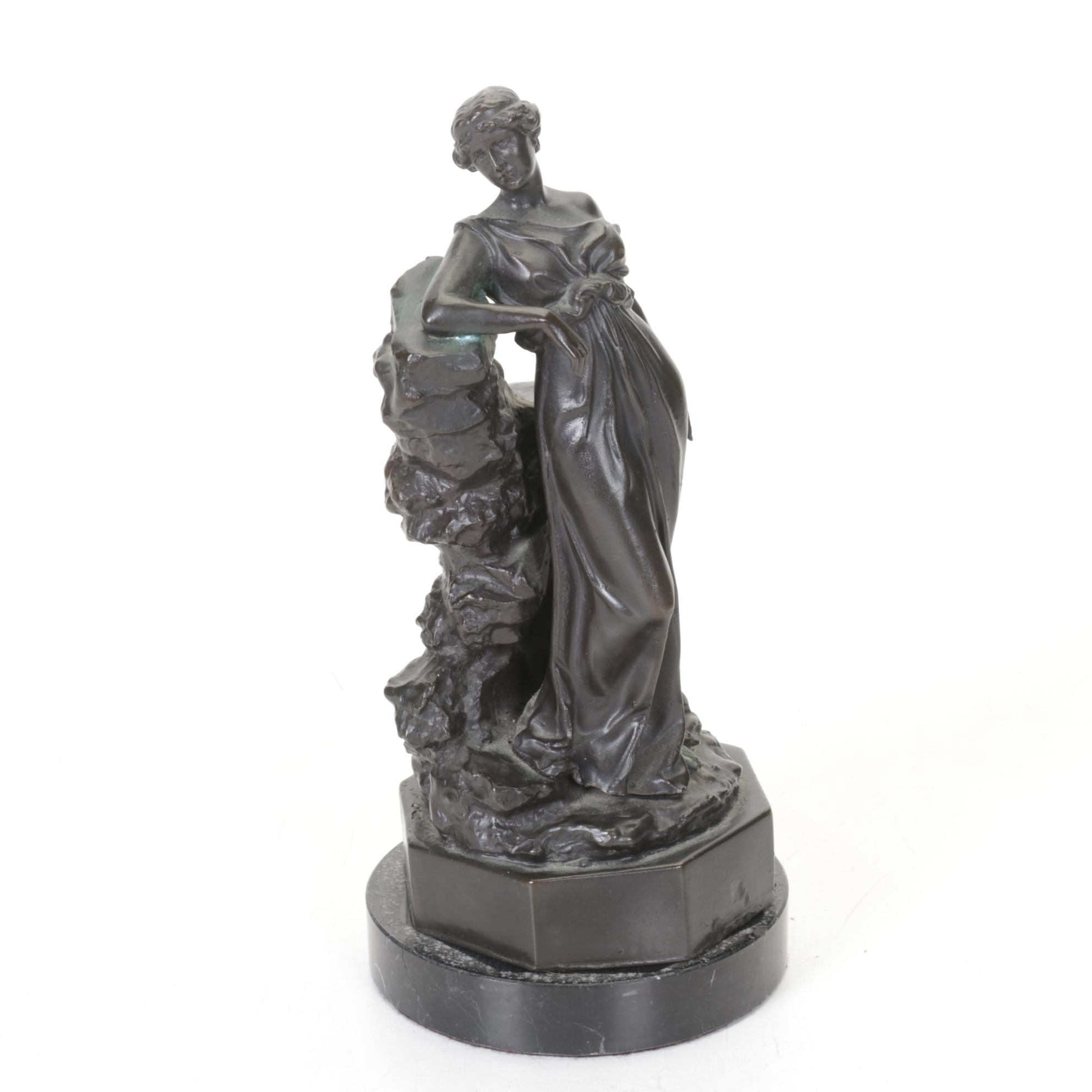 Neoclassical Style Bronze of Hebe on Marble Base After Demetrius Chiparus