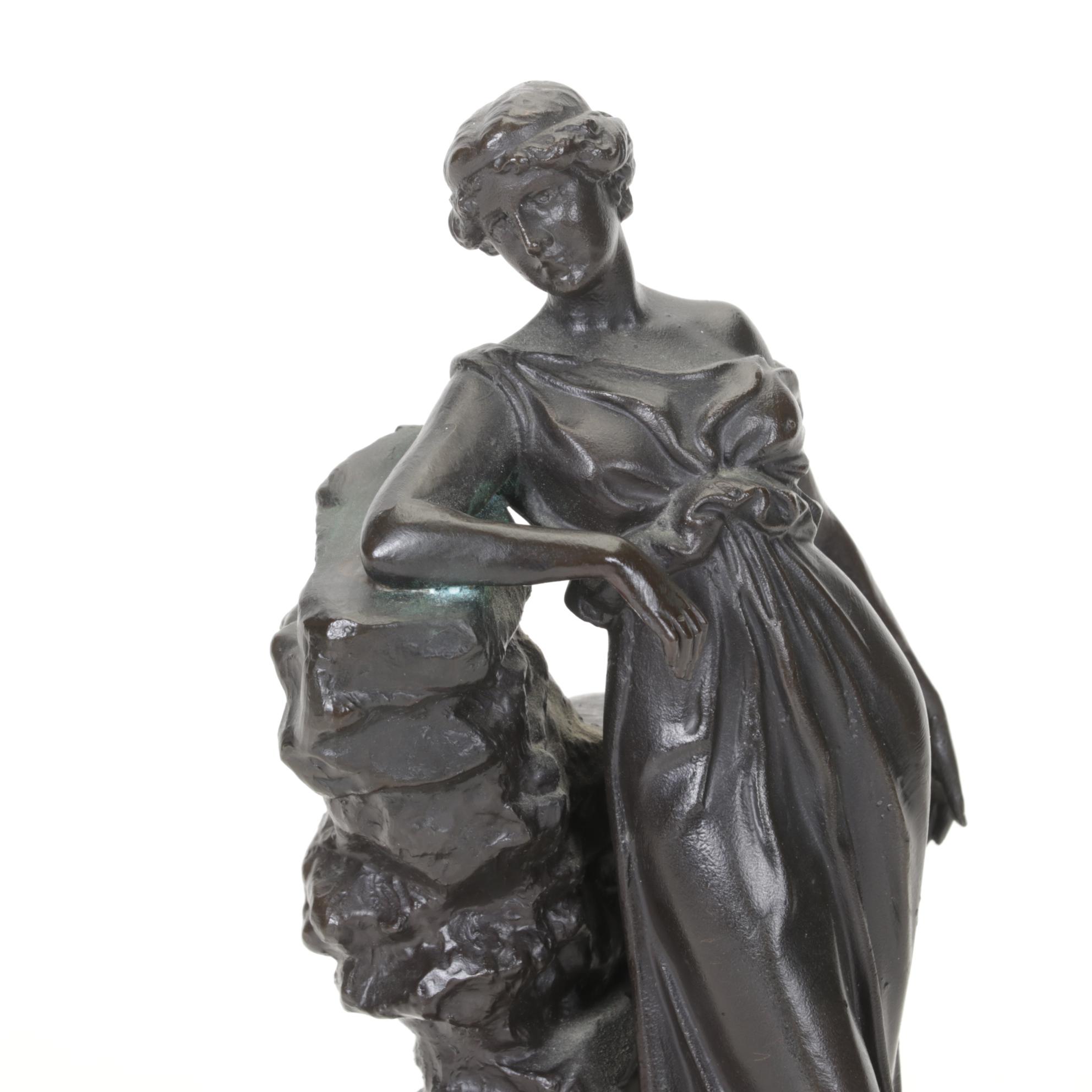 Neoclassical Style Bronze of Hebe on Marble Base After Demetrius Chiparus