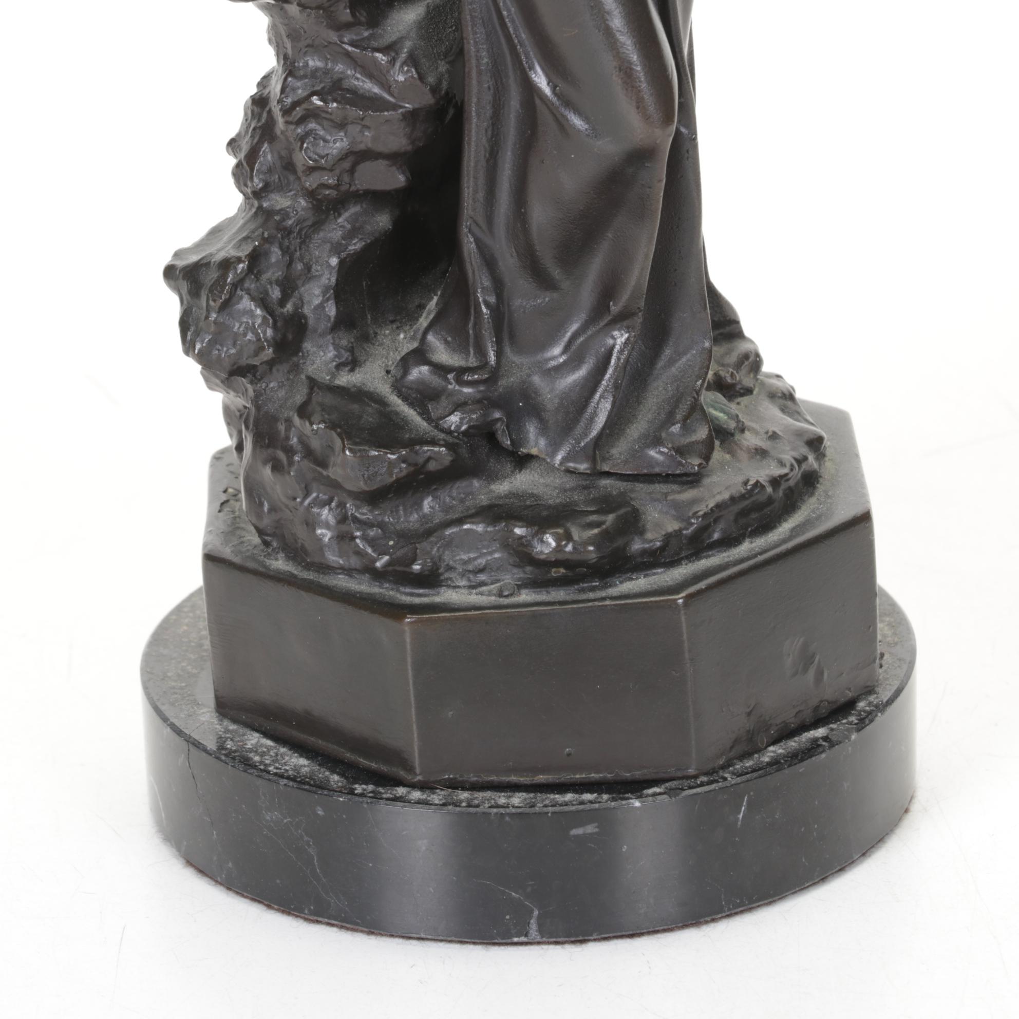 Neoclassical Style Bronze of Hebe on Marble Base After Demetrius Chiparus