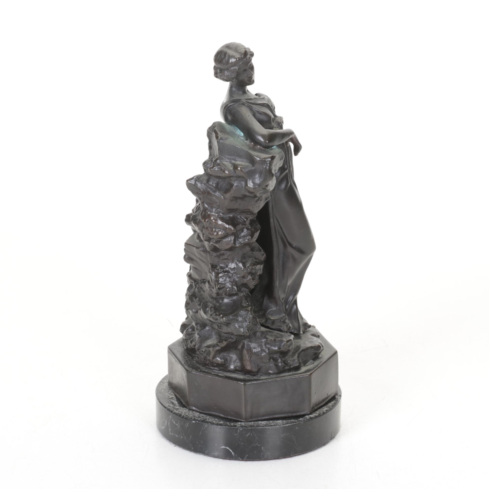 Neoclassical Style Bronze of Hebe on Marble Base After Demetrius Chiparus
