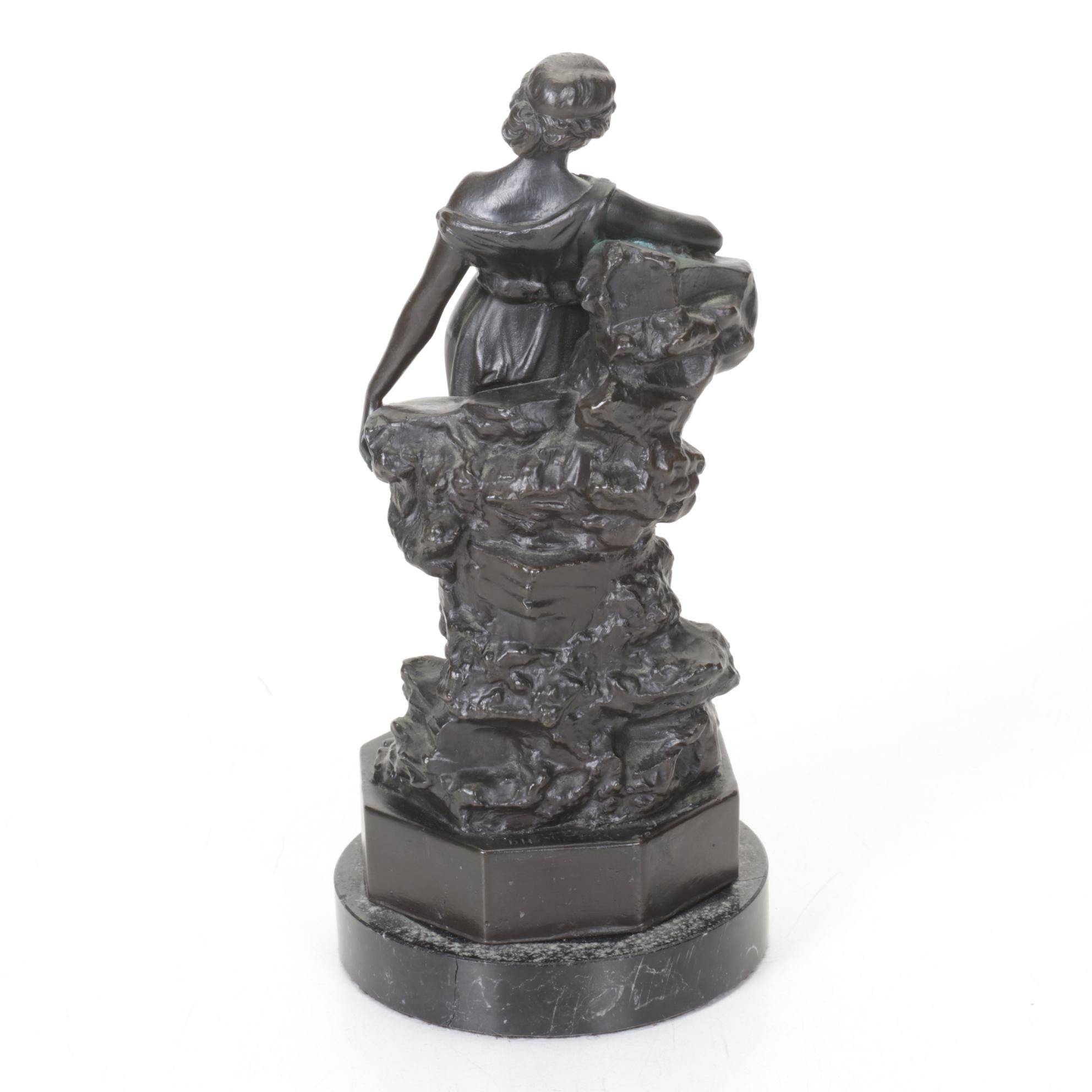 Neoclassical Style Bronze of Hebe on Marble Base After Demetrius Chiparus