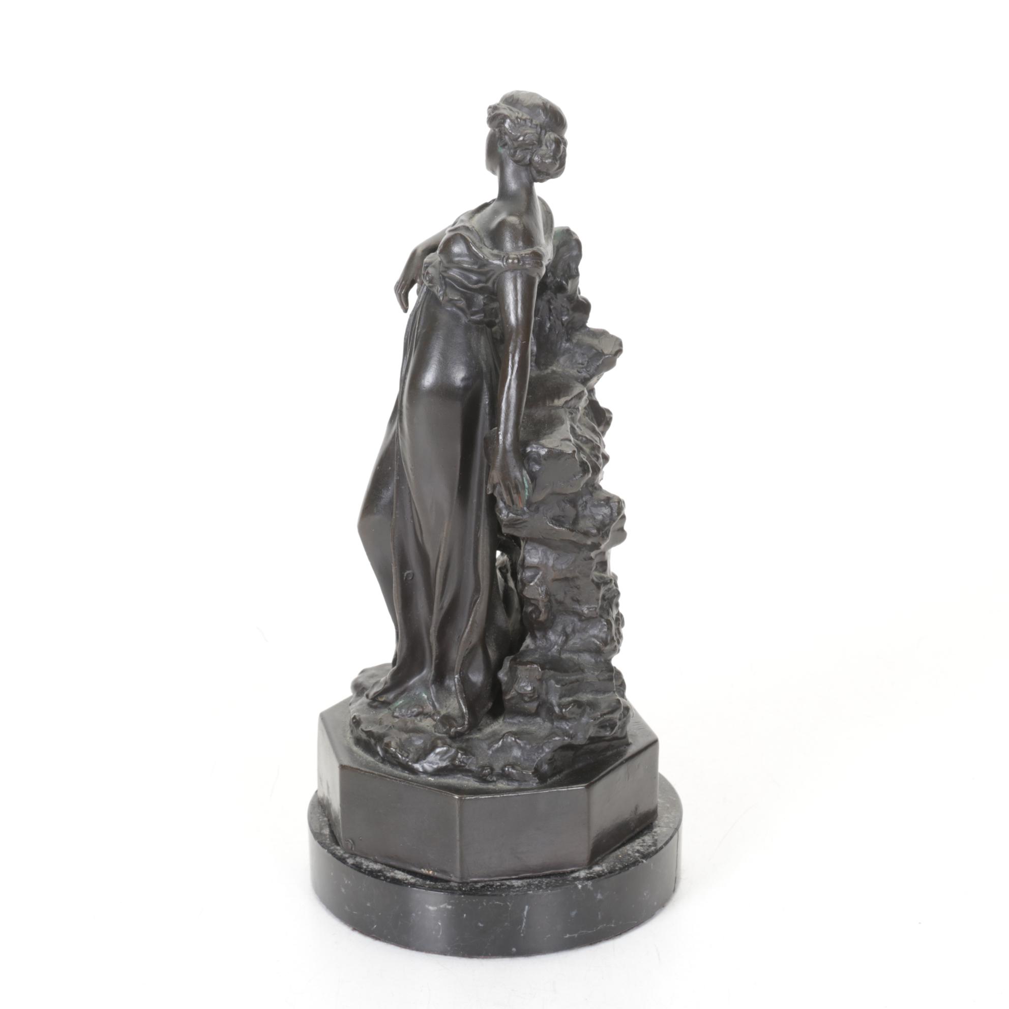 Neoclassical Style Bronze of Hebe on Marble Base After Demetrius Chiparus