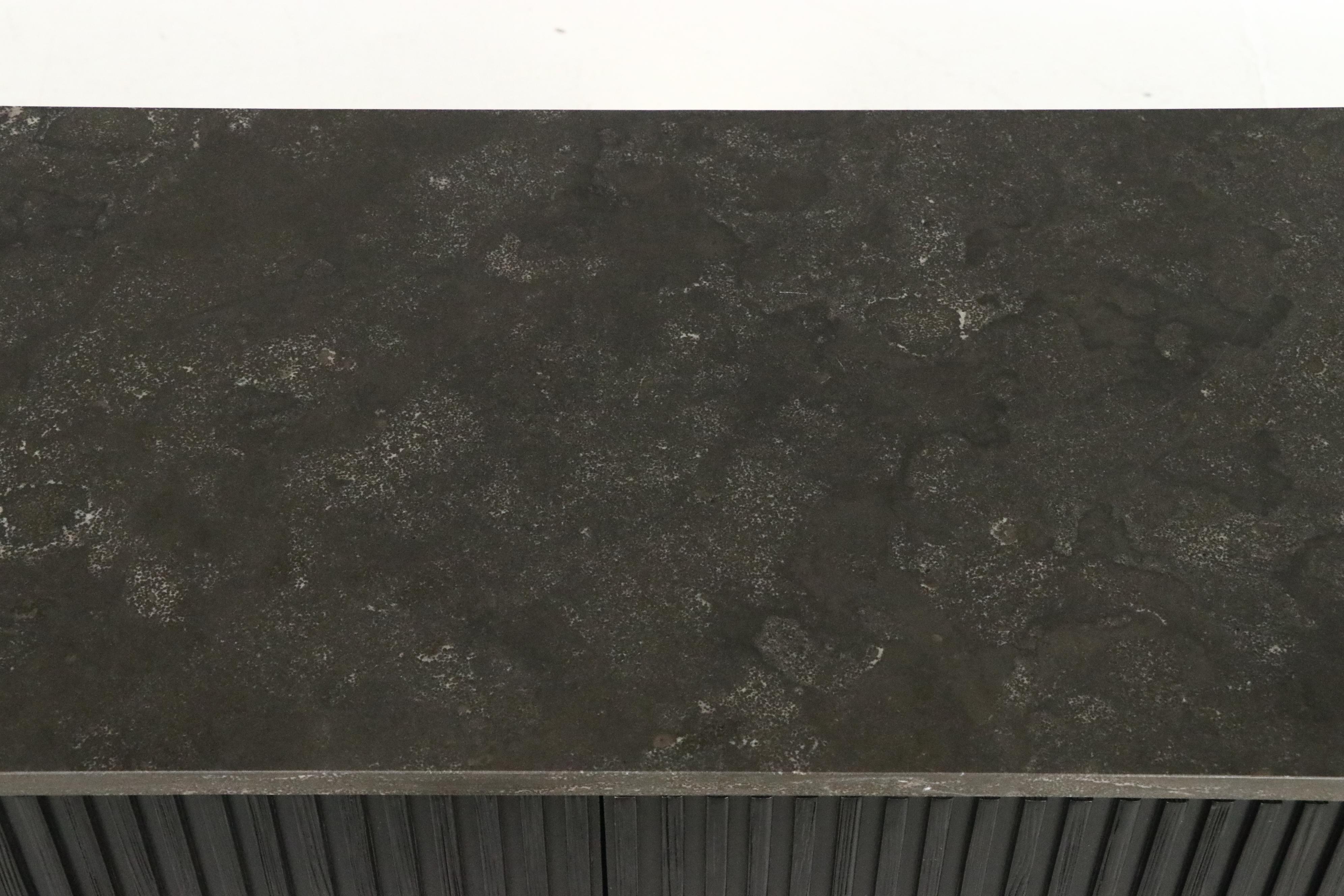 Arhaus "Finnley" Ebonized Oak Bar Cabinet with Marble Top