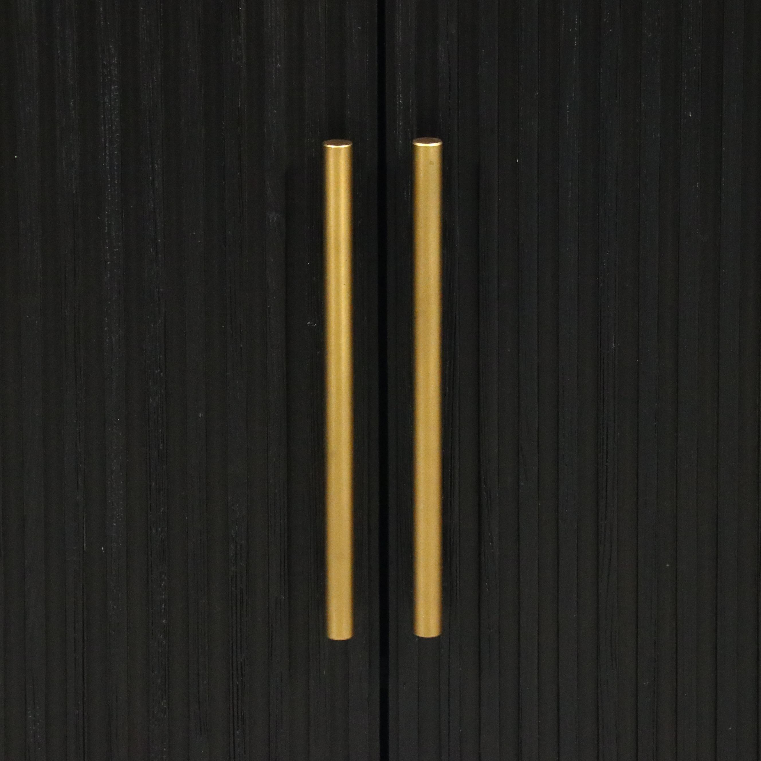 Arhaus "Finnley" Ebonized Oak Bar Cabinet with Marble Top