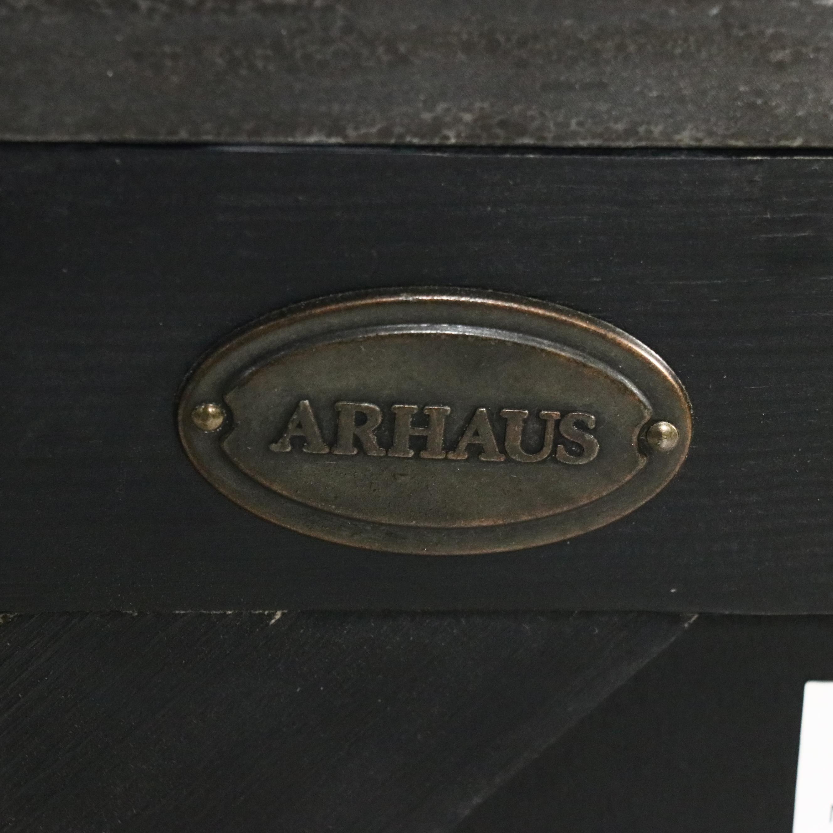 Arhaus "Finnley" Ebonized Oak Bar Cabinet with Marble Top