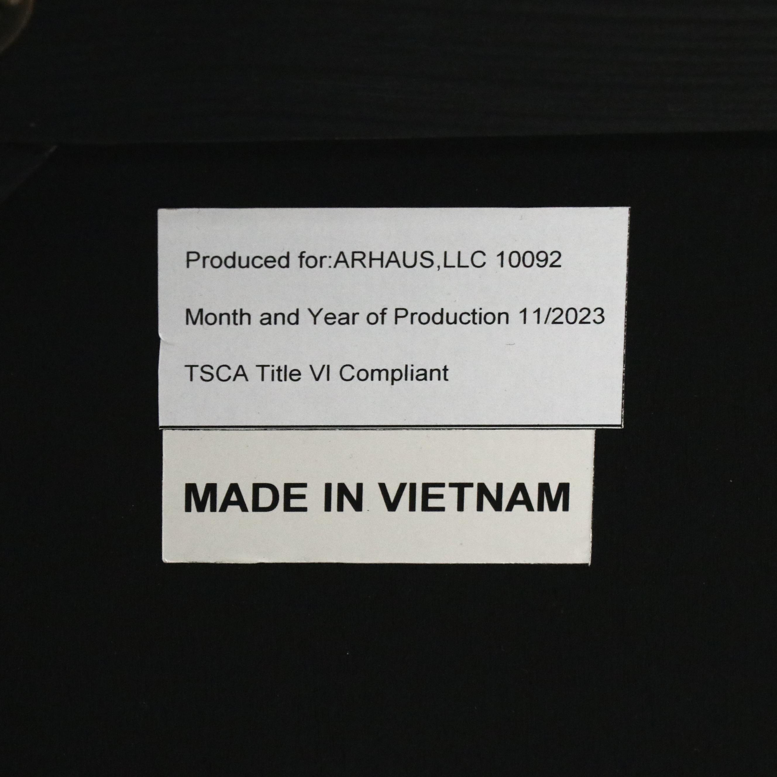 Arhaus "Finnley" Ebonized Oak Bar Cabinet with Marble Top