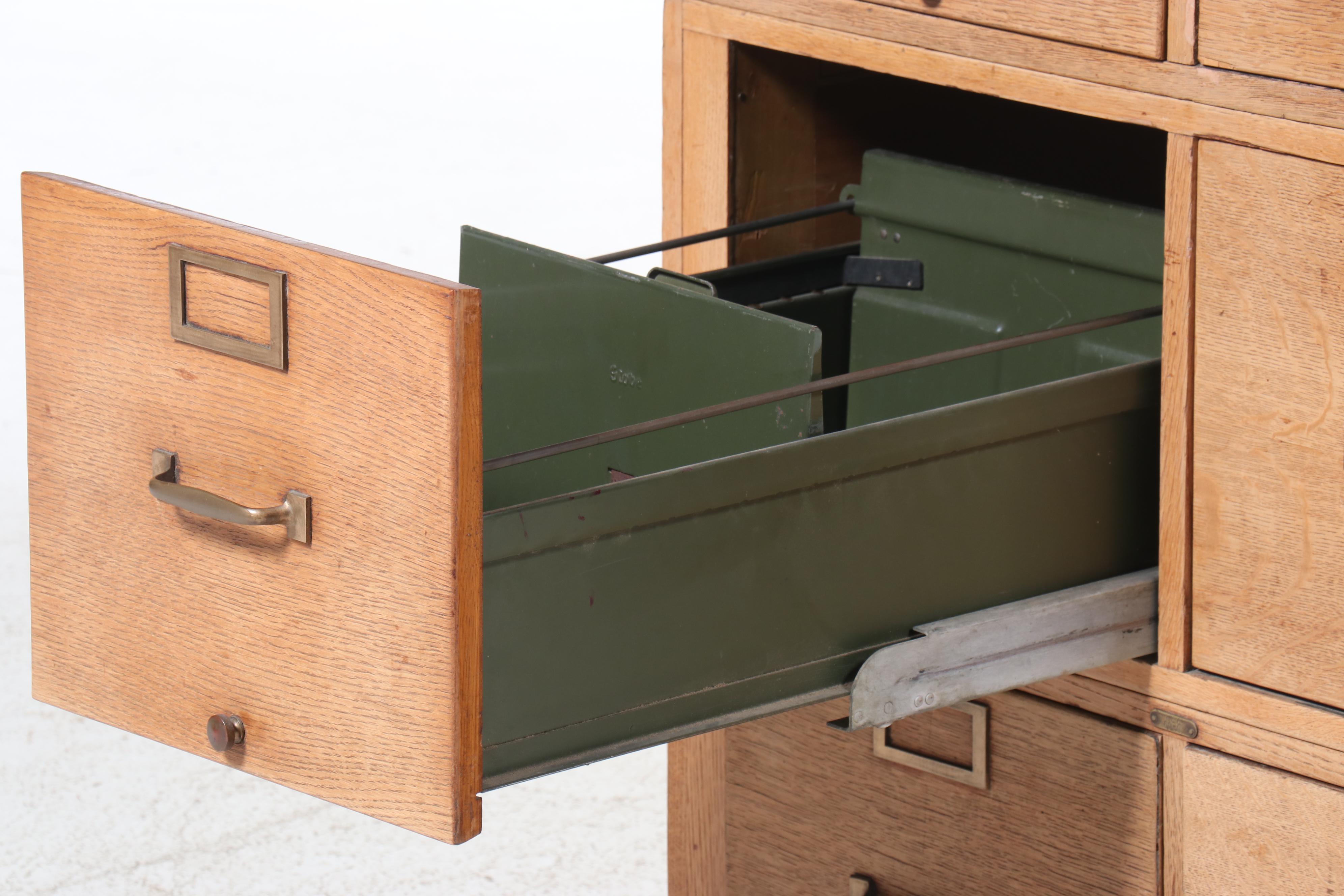 Globe-Wernicke Oak Six-Drawer Stacking Filing Cabinet