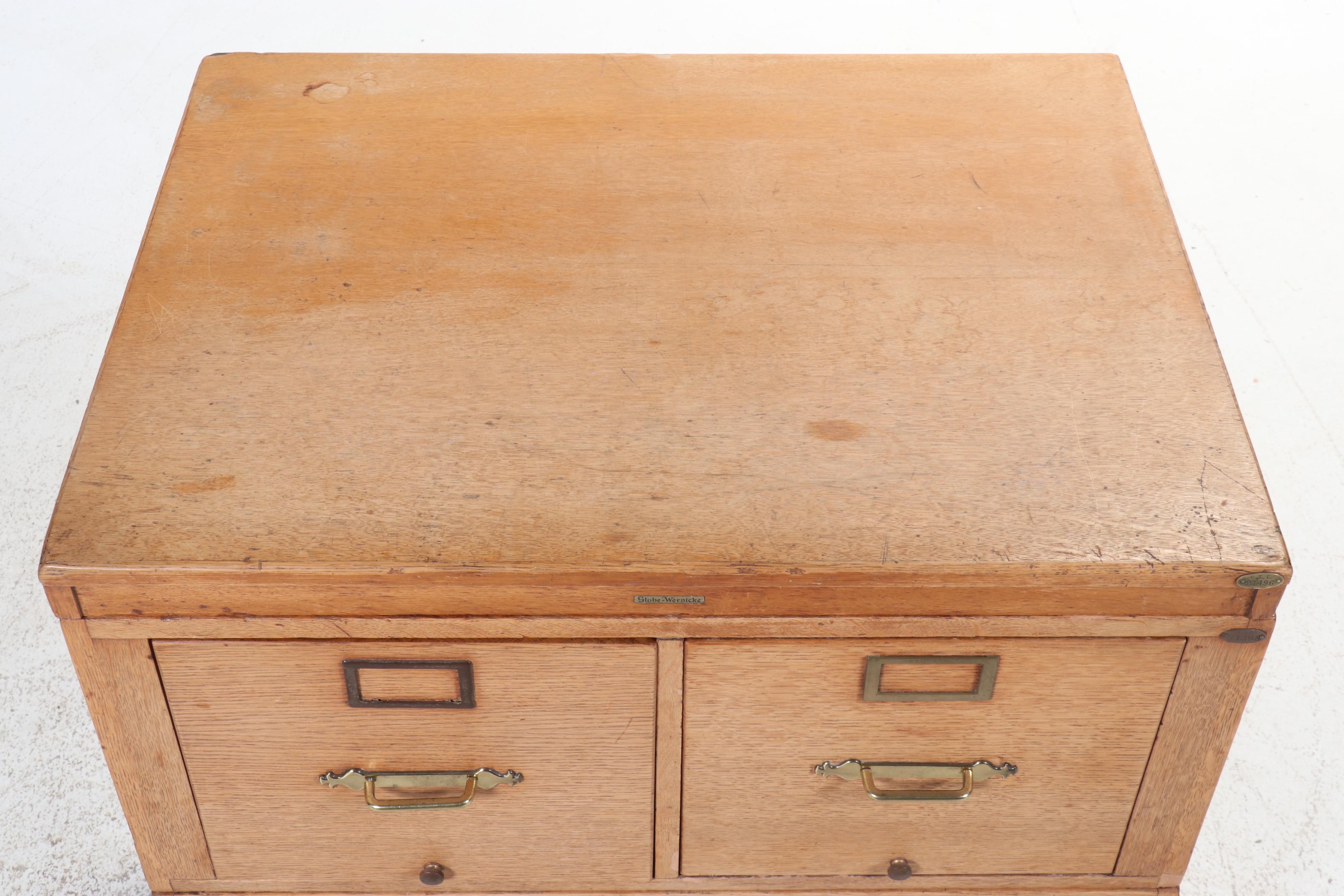 Globe-Wernicke Oak Six-Drawer Stacking Filing Cabinet