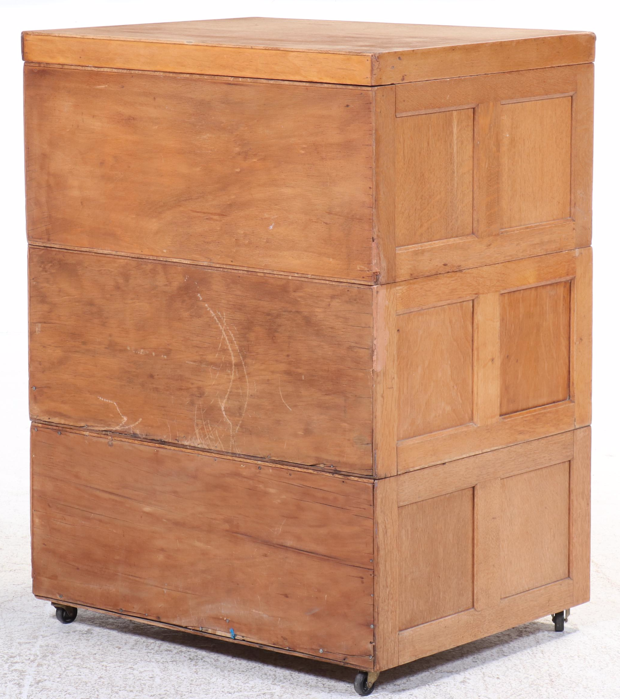 Globe-Wernicke Oak Six-Drawer Stacking Filing Cabinet