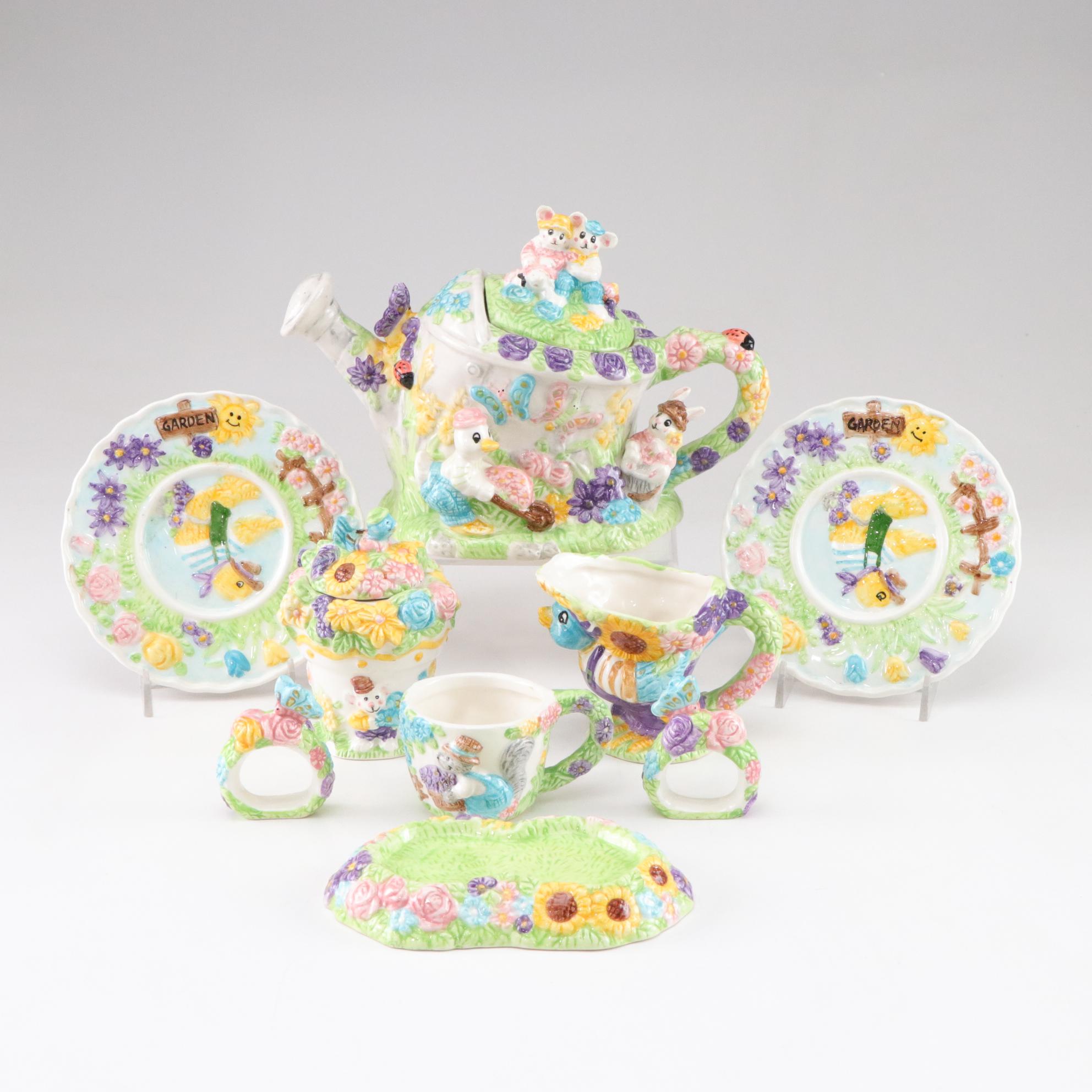 Mercuries Easter Bunny & Ducks Tea Set