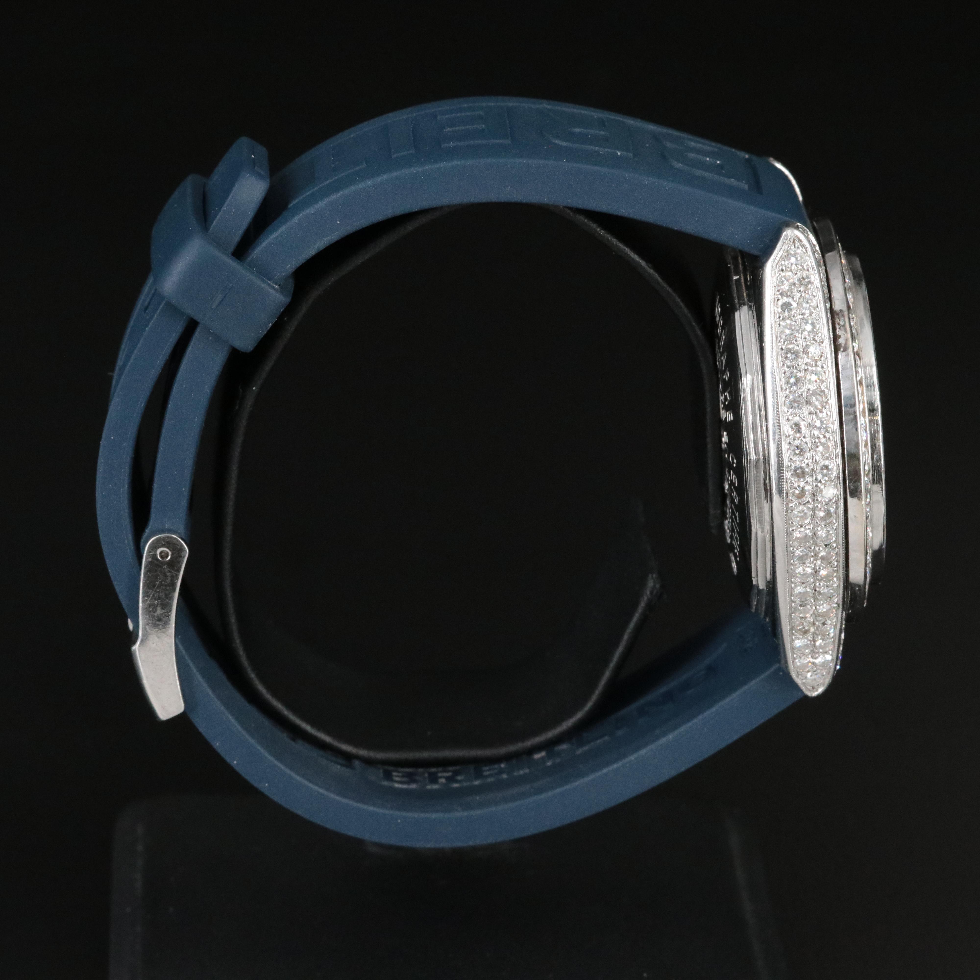 Breitling Chronomat Blackbird A13350 Custom 6 CTW Diamond 40mm Steel Watch