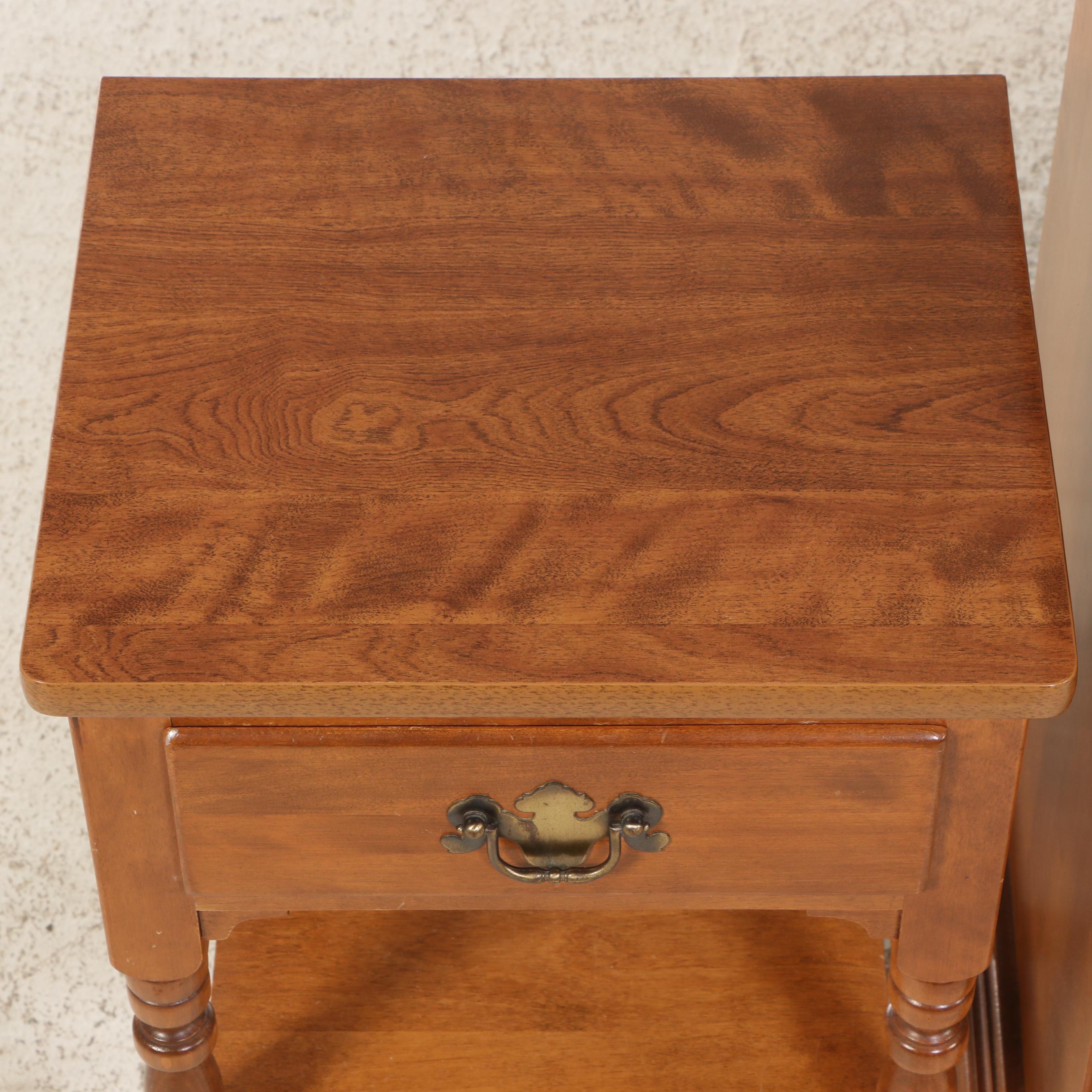 Ethan Allen American Colonial Style Maple Dresser with Mirror and Nightstand