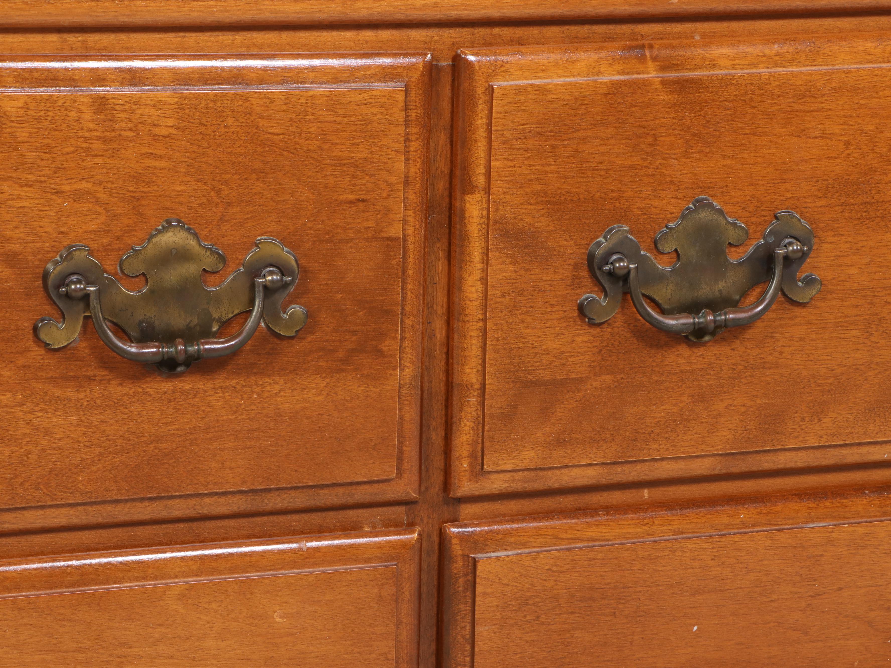 Ethan Allen American Colonial Style Maple Dresser with Mirror and Nightstand