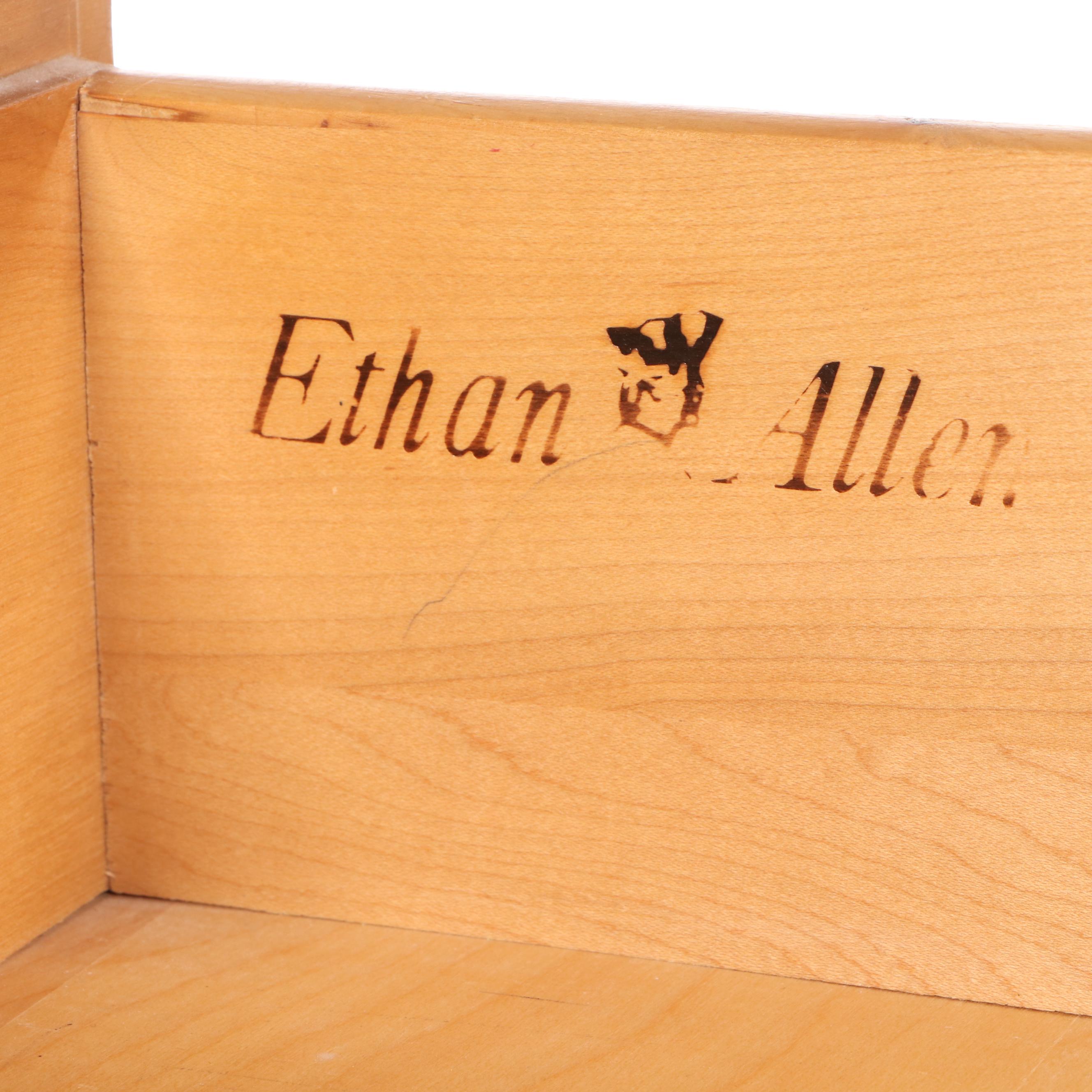 Ethan Allen American Colonial Style Maple Dresser with Mirror and Nightstand