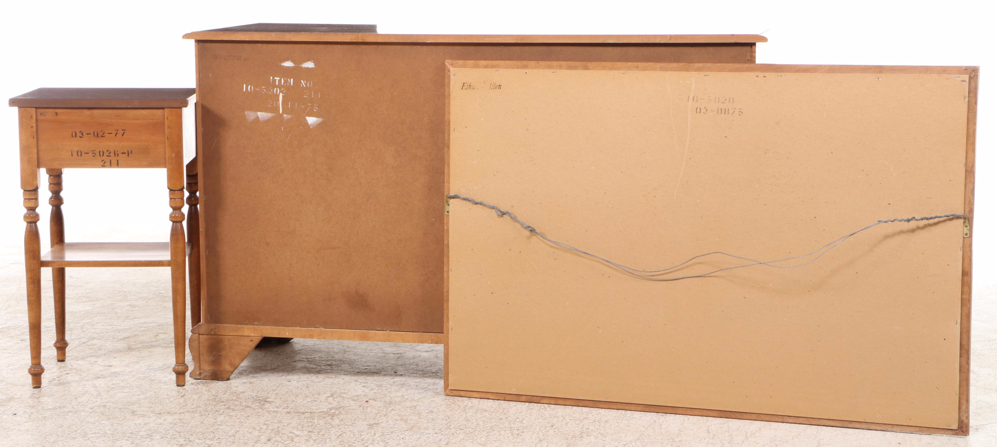 Ethan Allen American Colonial Style Maple Dresser with Mirror and Nightstand