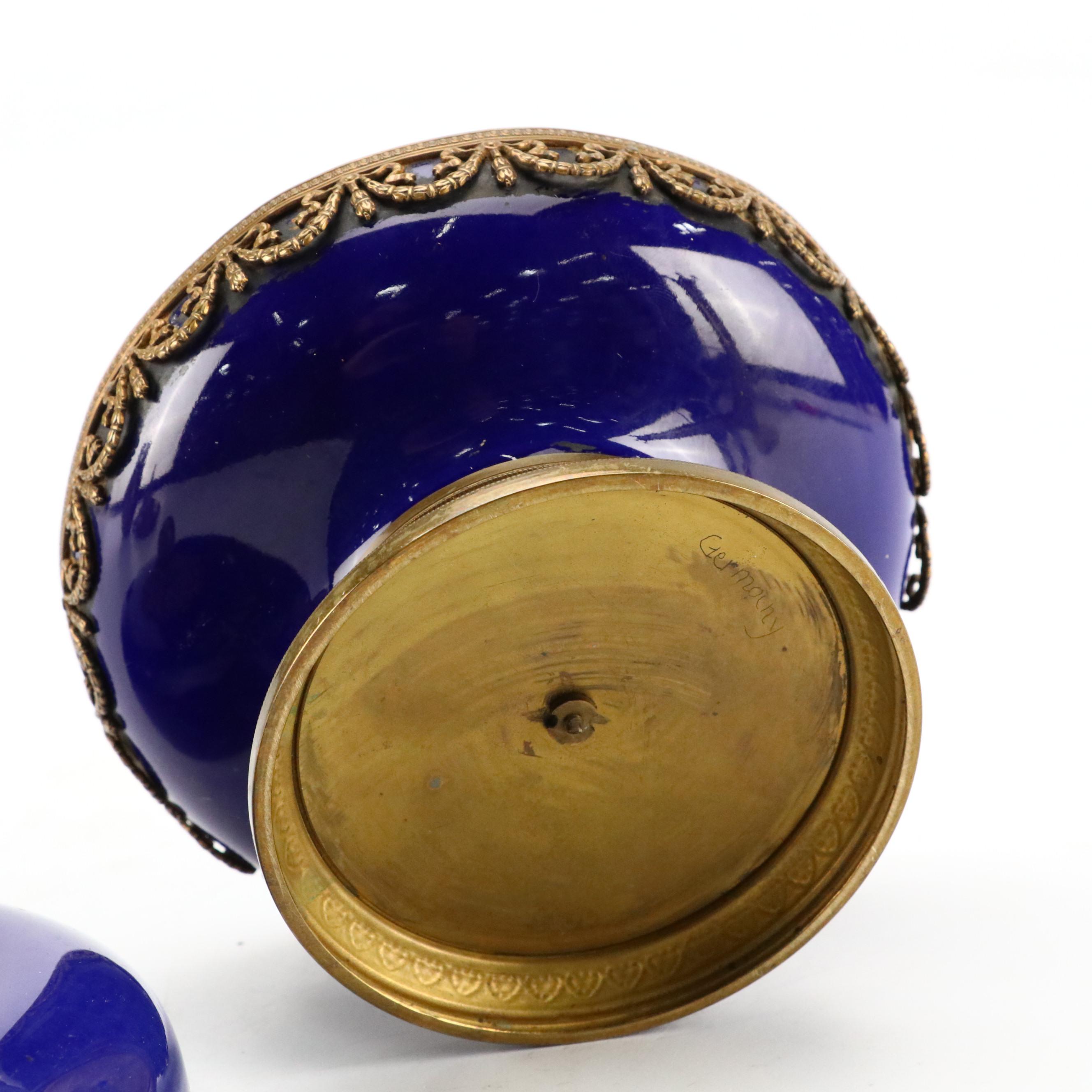 French Style Brass Double Inkwell with Brass and Moroccan Table Accessories