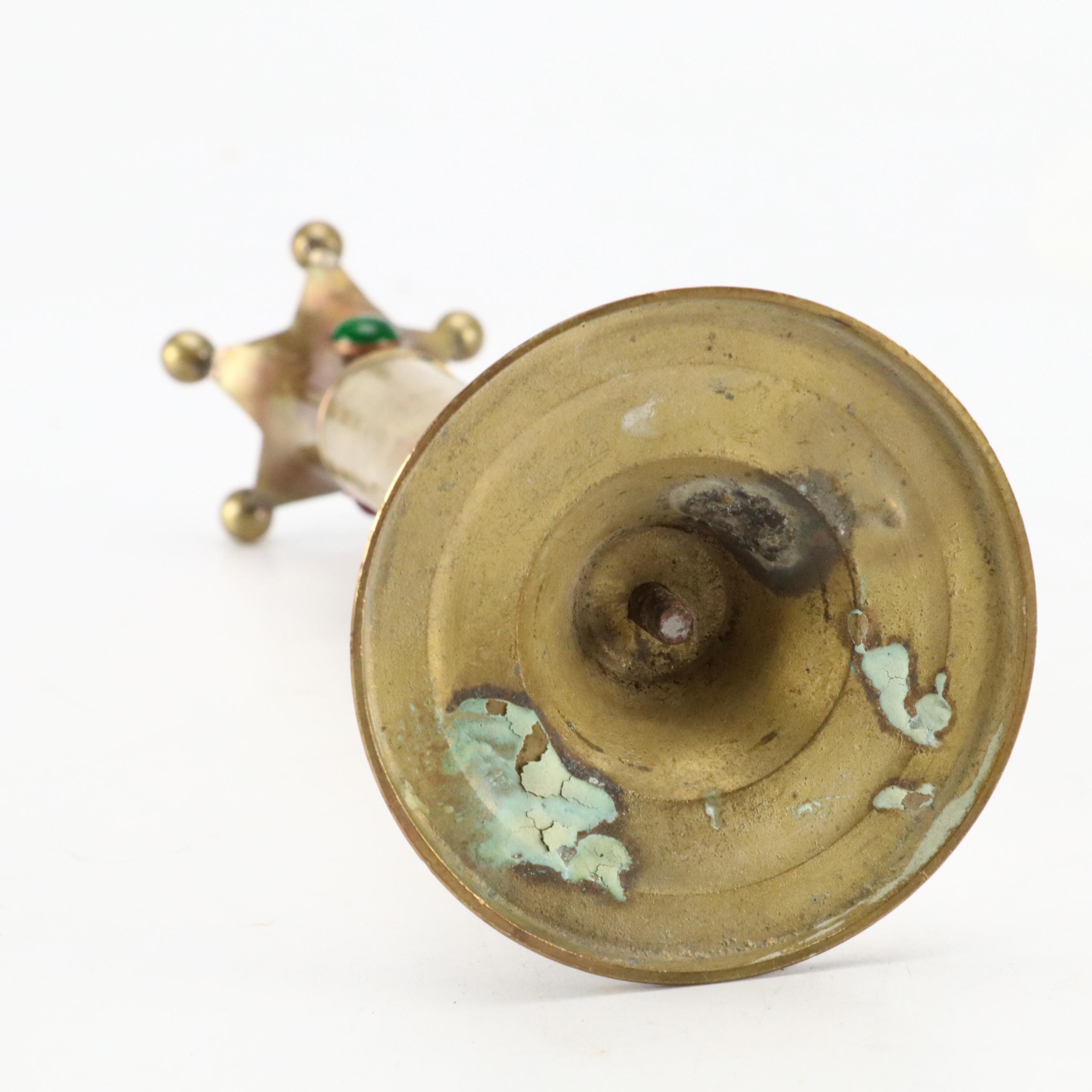 French Style Brass Double Inkwell with Brass and Moroccan Table Accessories