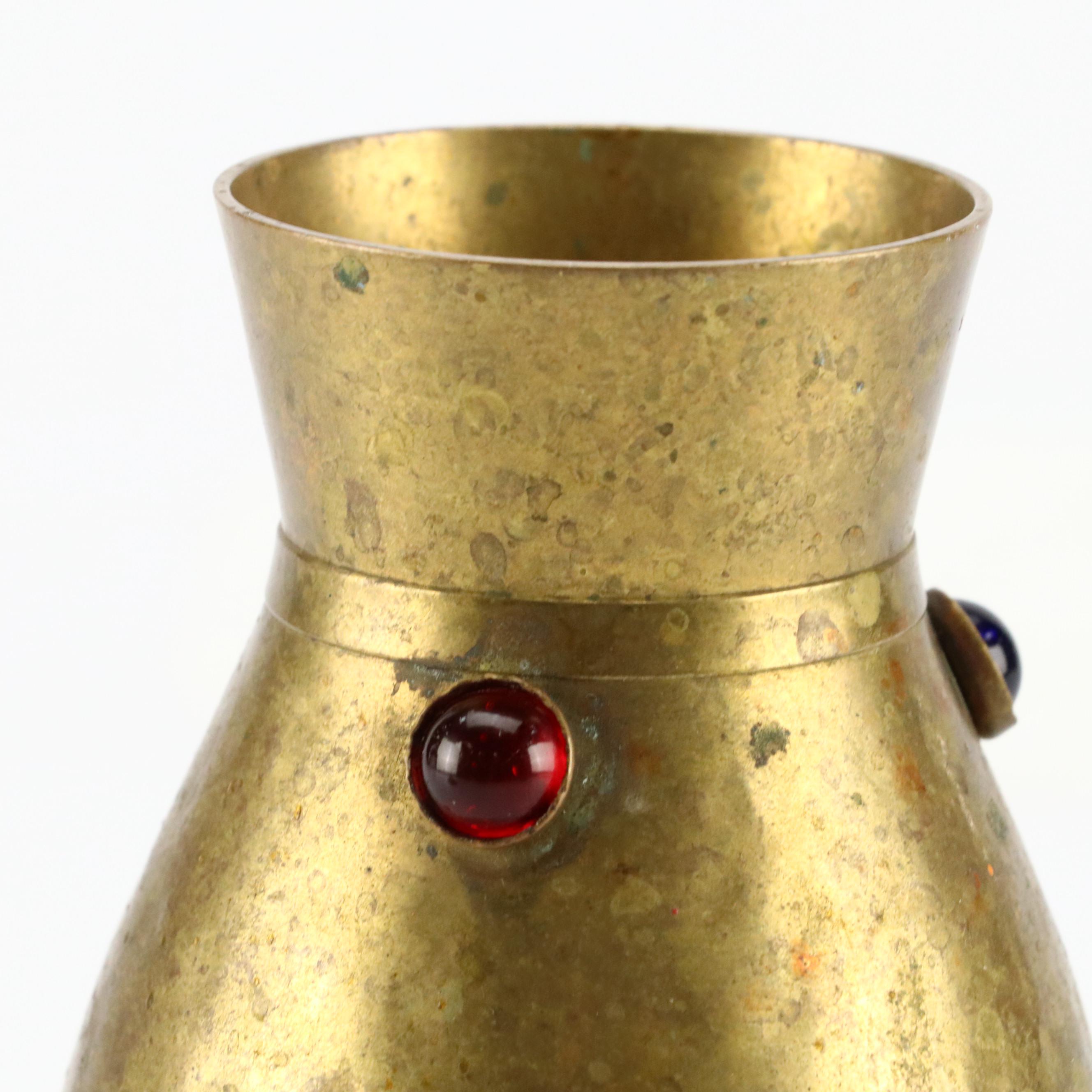 French Style Brass Double Inkwell with Brass and Moroccan Table Accessories