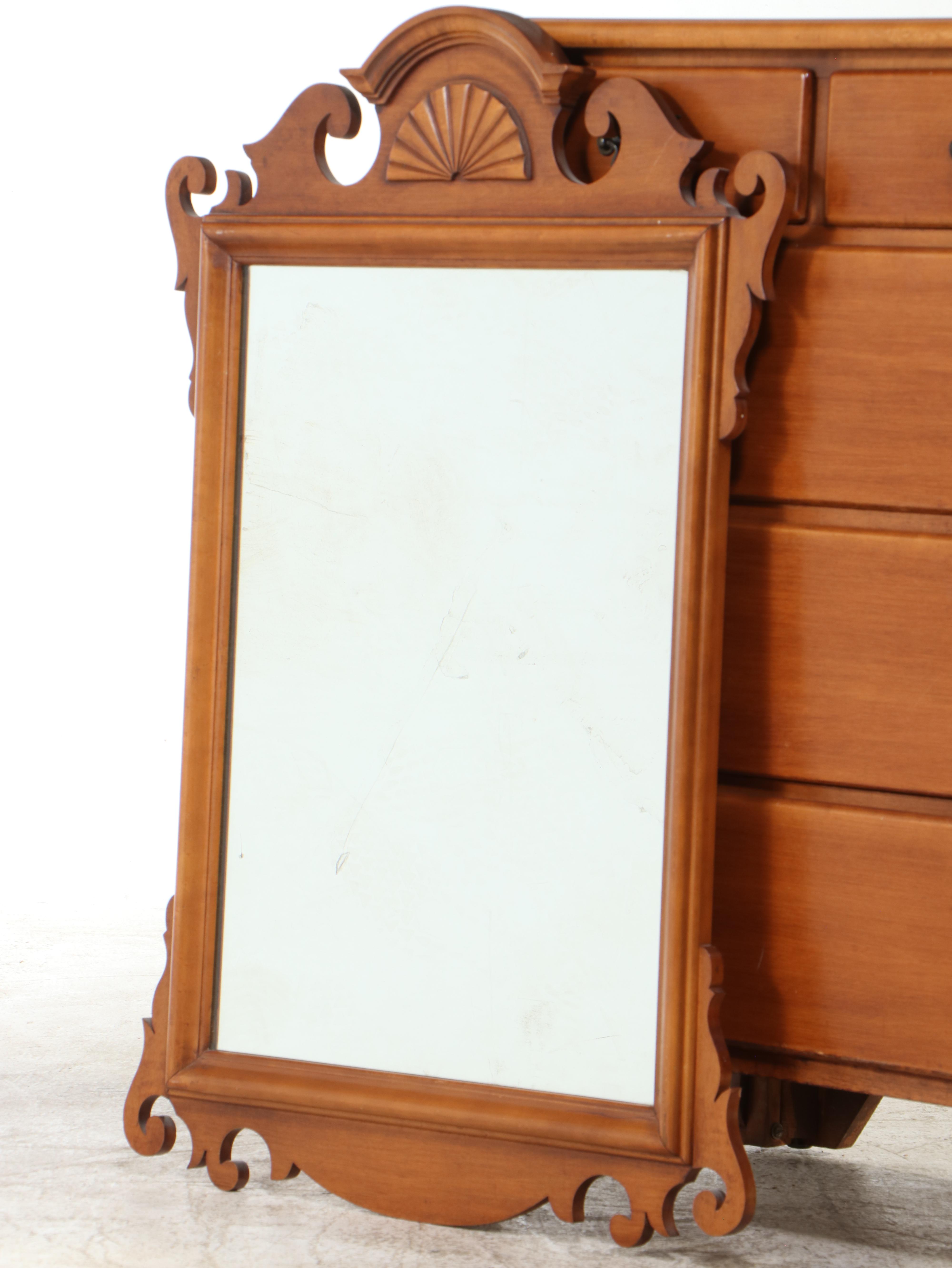 American Colonial Style Maple Dresser with Mirror, Late 20th Century