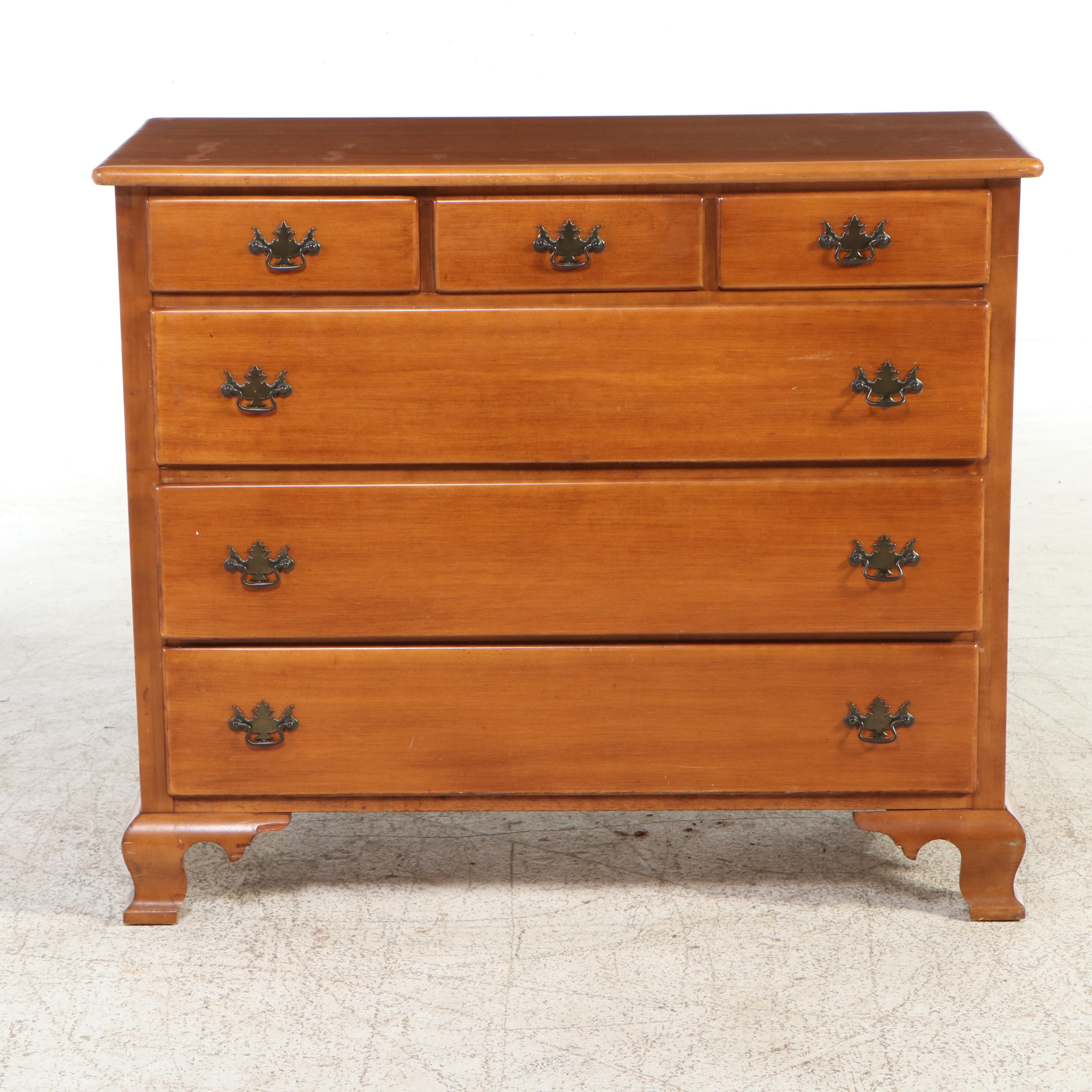 American Colonial Style Maple Dresser with Mirror, Late 20th Century