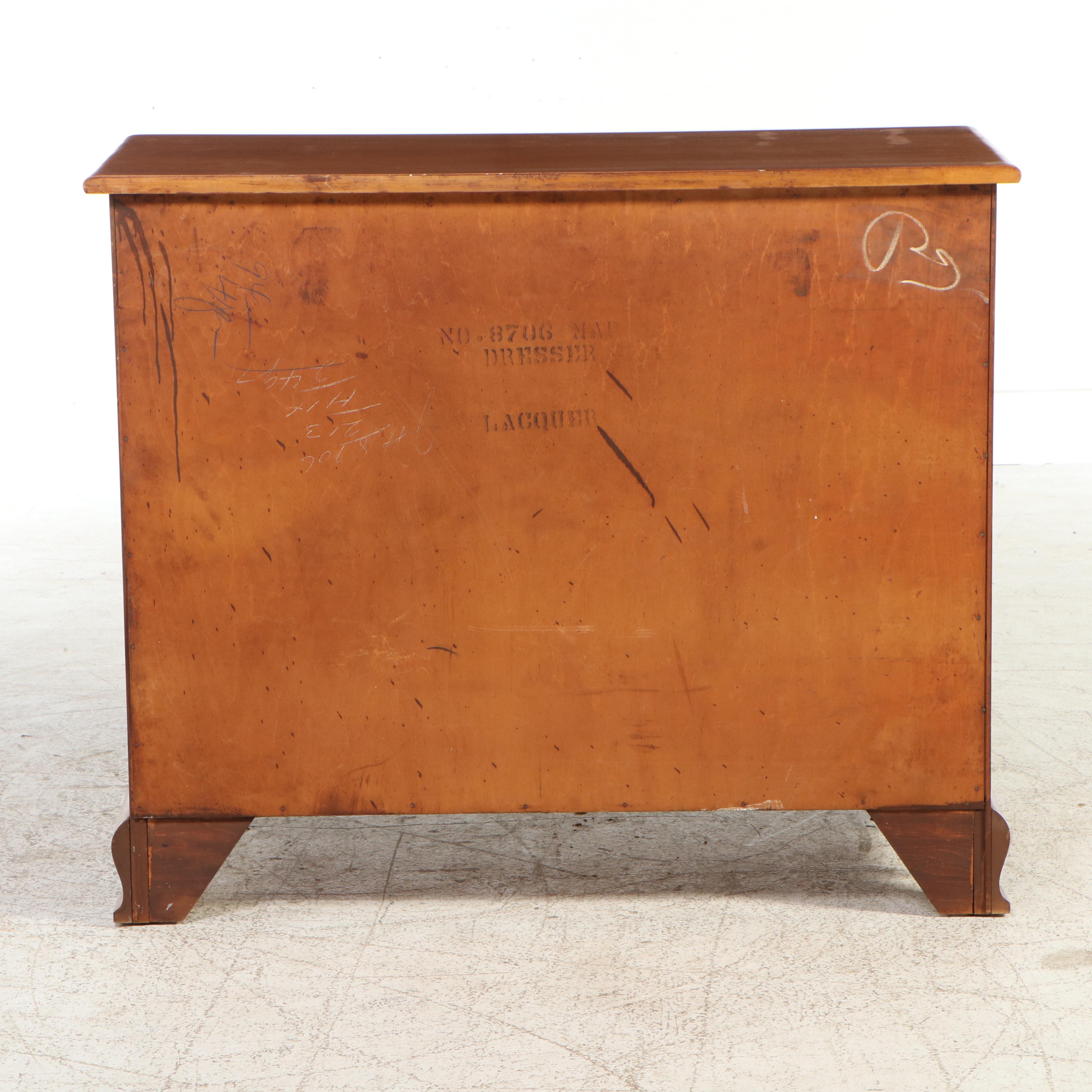 American Colonial Style Maple Dresser with Mirror, Late 20th Century