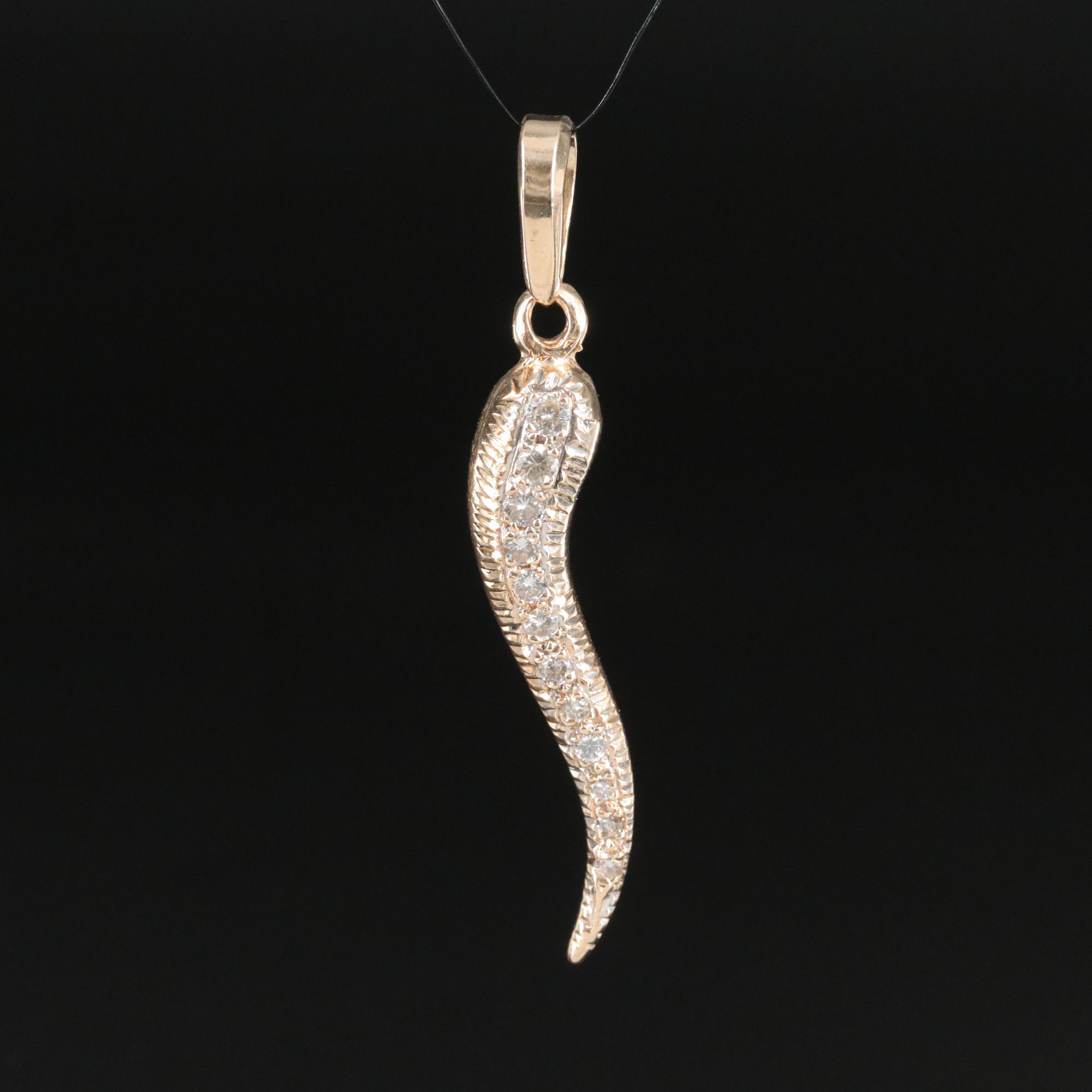 14K 0.54 CTW Diamond Cornicello Pendant