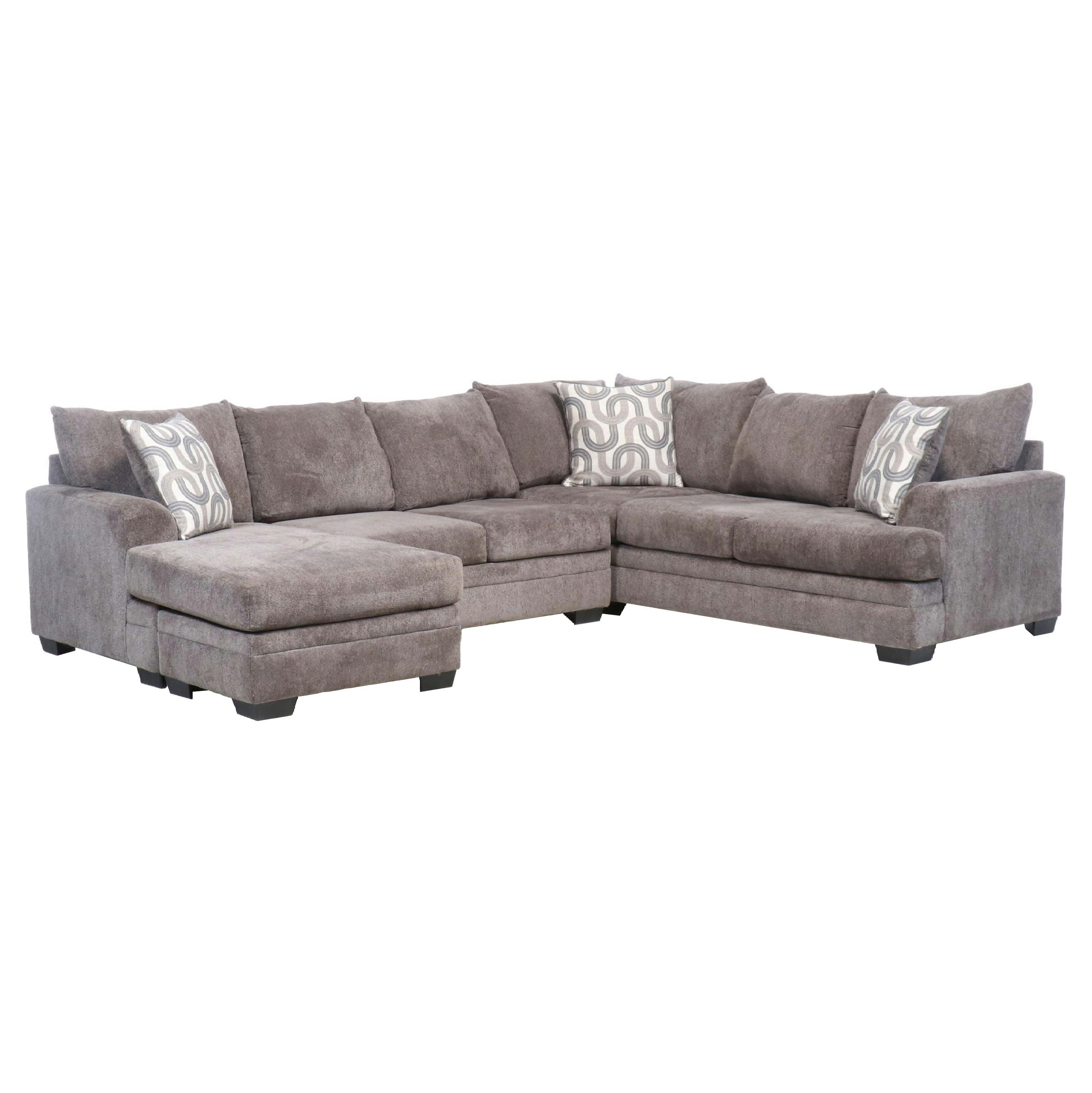 Contemporary Grey Chenille Upholstered Two-Piece Sectional Sofa