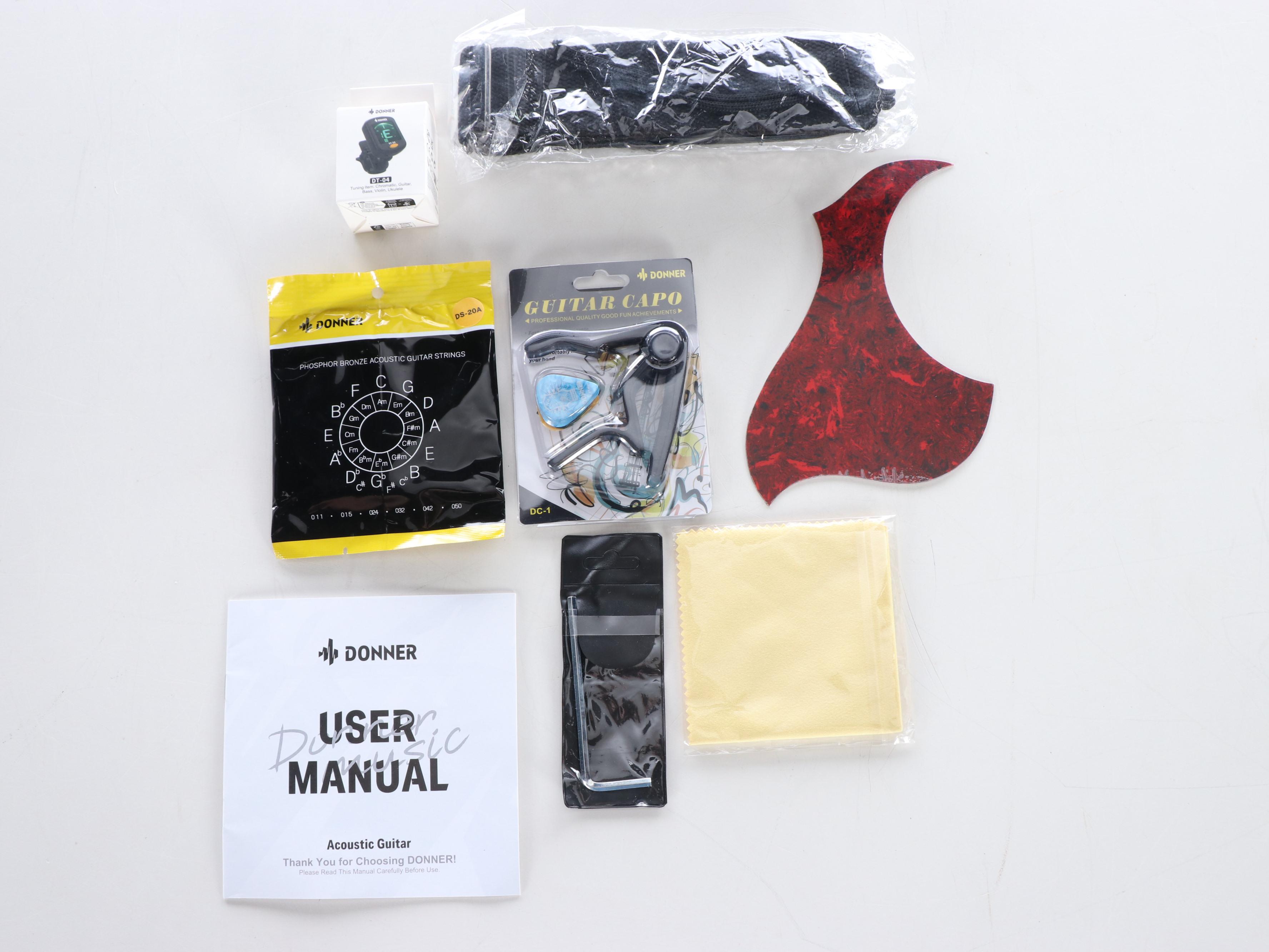 Donner Dag-1 CL Left-Handed Acoustic Guitar with Gig Bag and Accessories