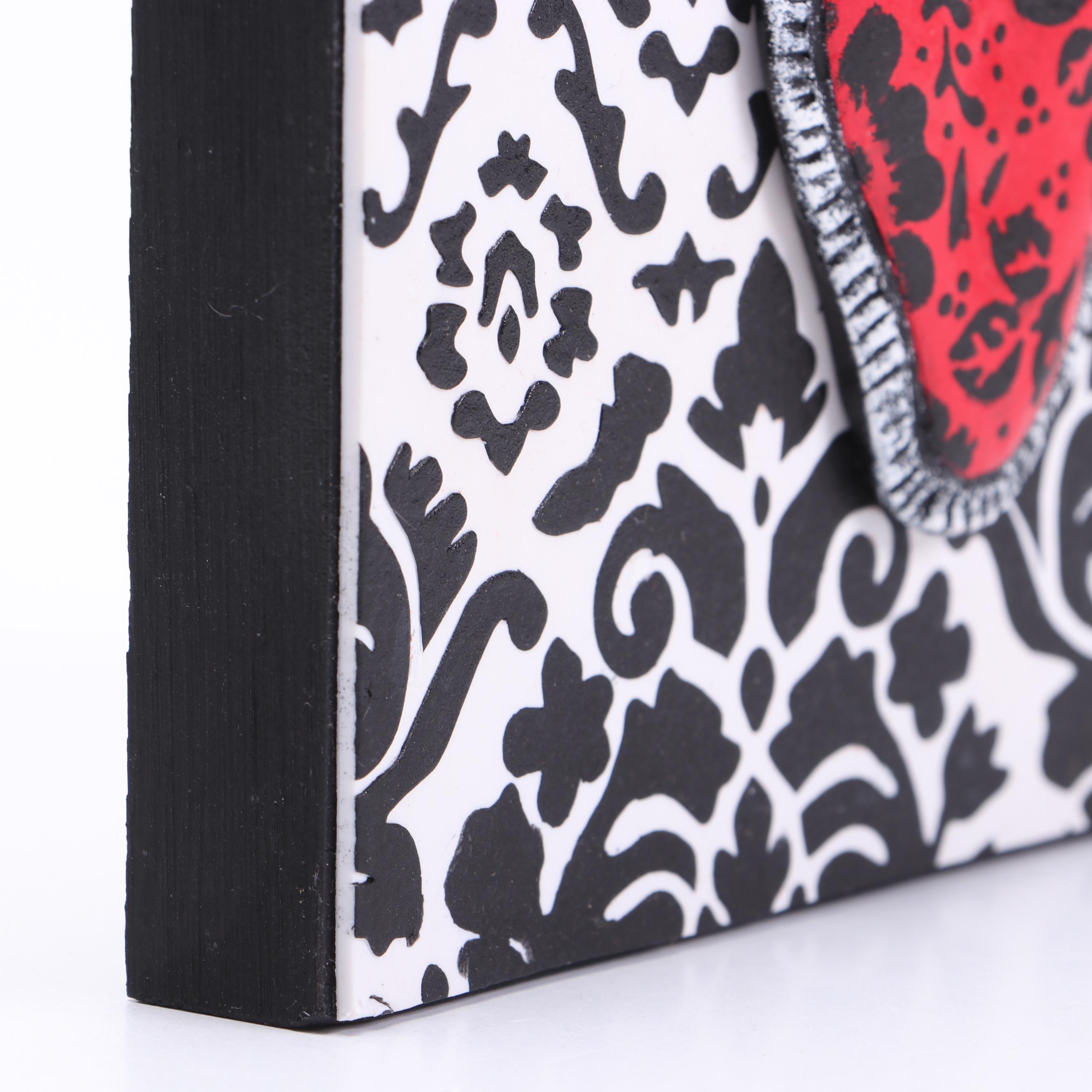 Deborah Kovacs-Sturdevant Mixed Media Collage "Black & White Sacred Heart"