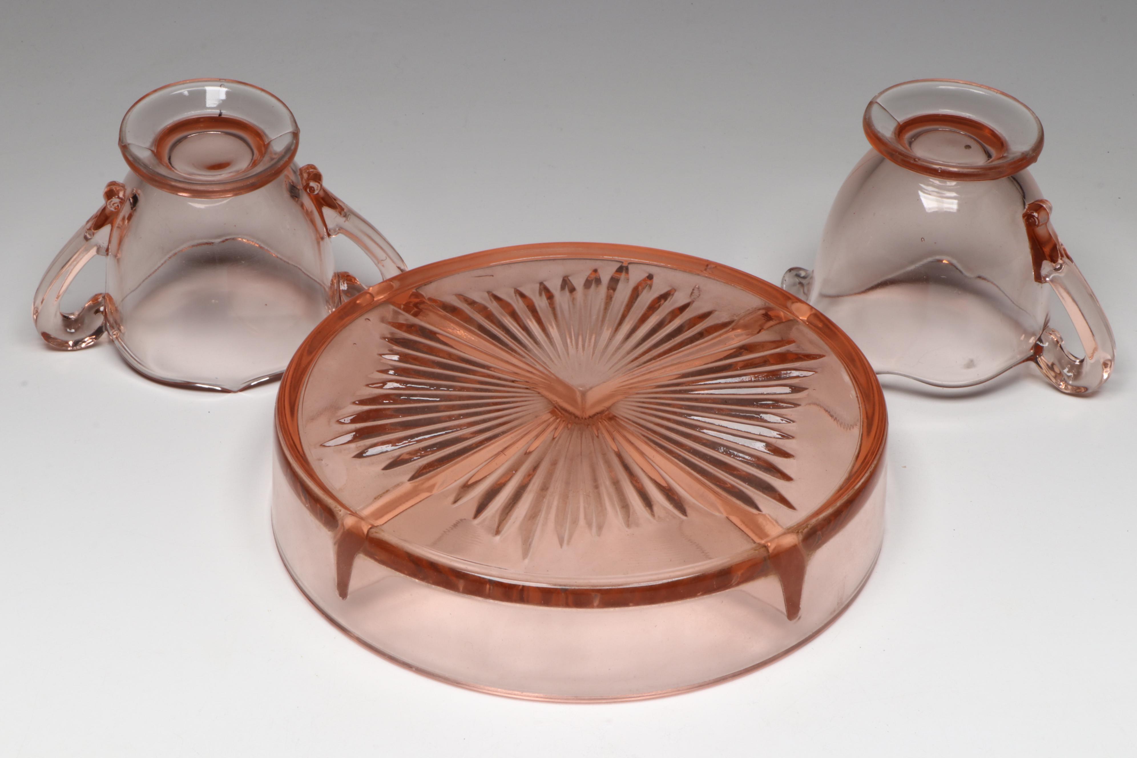 Pink Depression Glass Champagne Coupes, Tumblers, and More