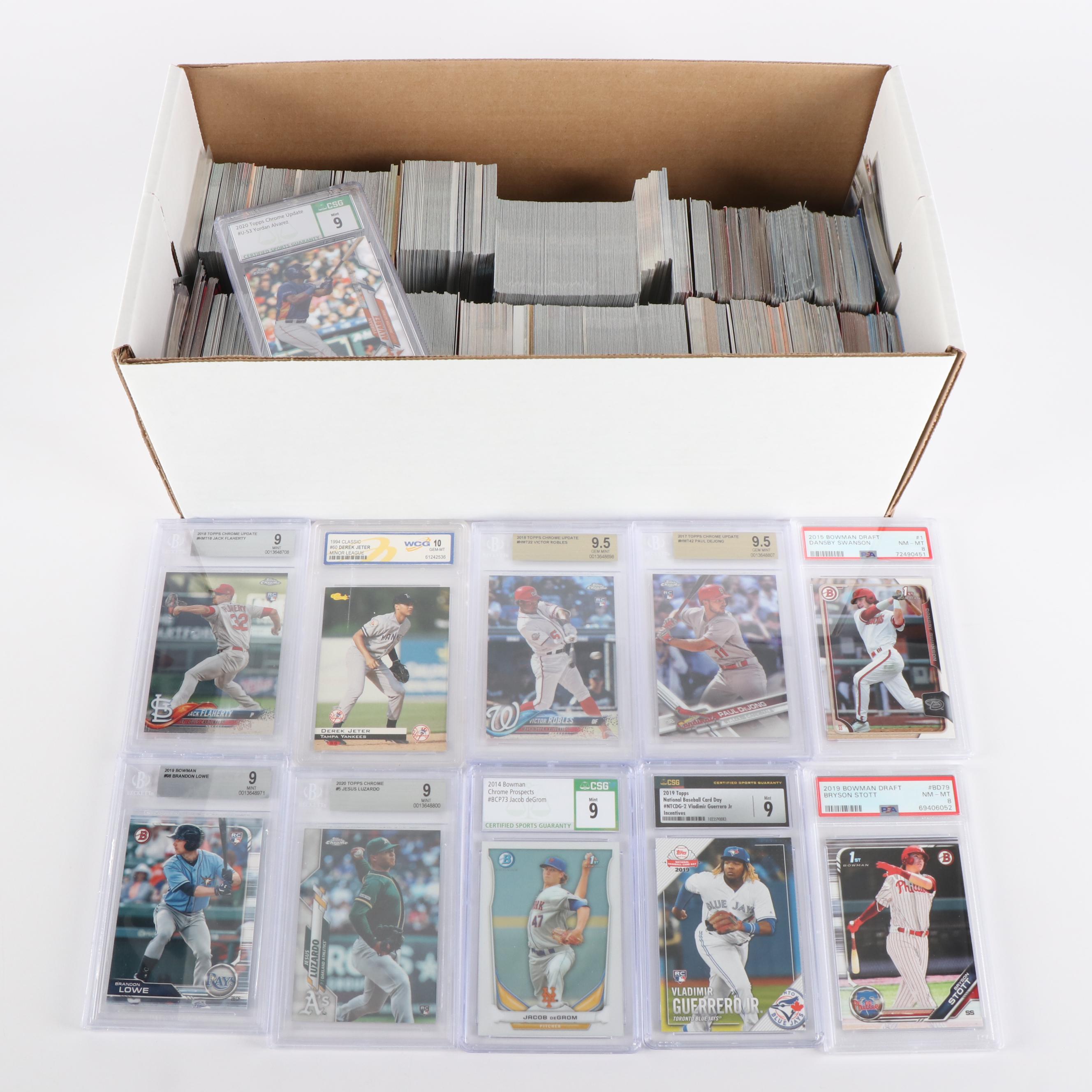 Lot of 1000+ Cards including Graded Jeter, deGrom, and Swanson rookies
