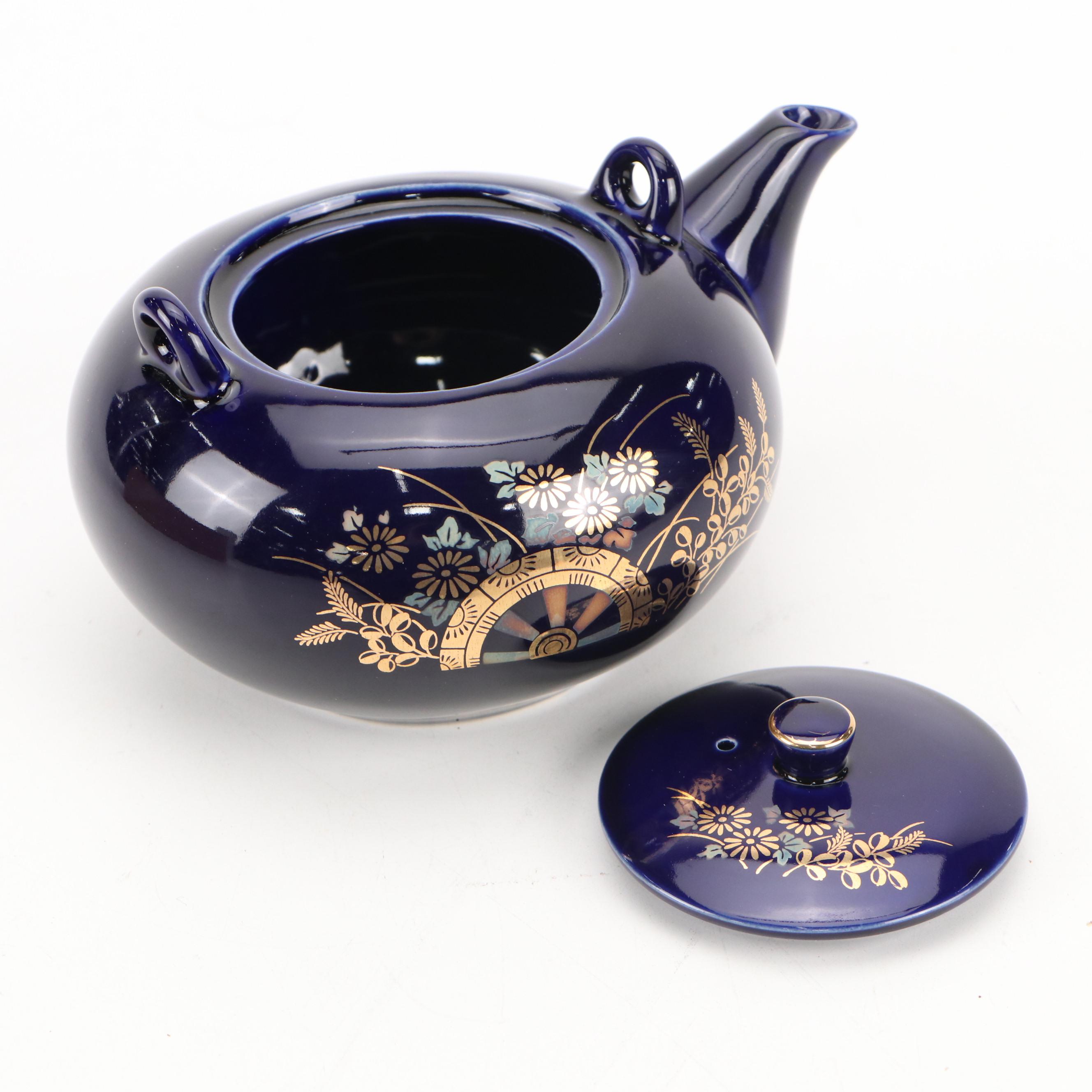 Nippon Tosai Co. Japanese Porcelain Teapot and Lidded Teacups with Storage Box