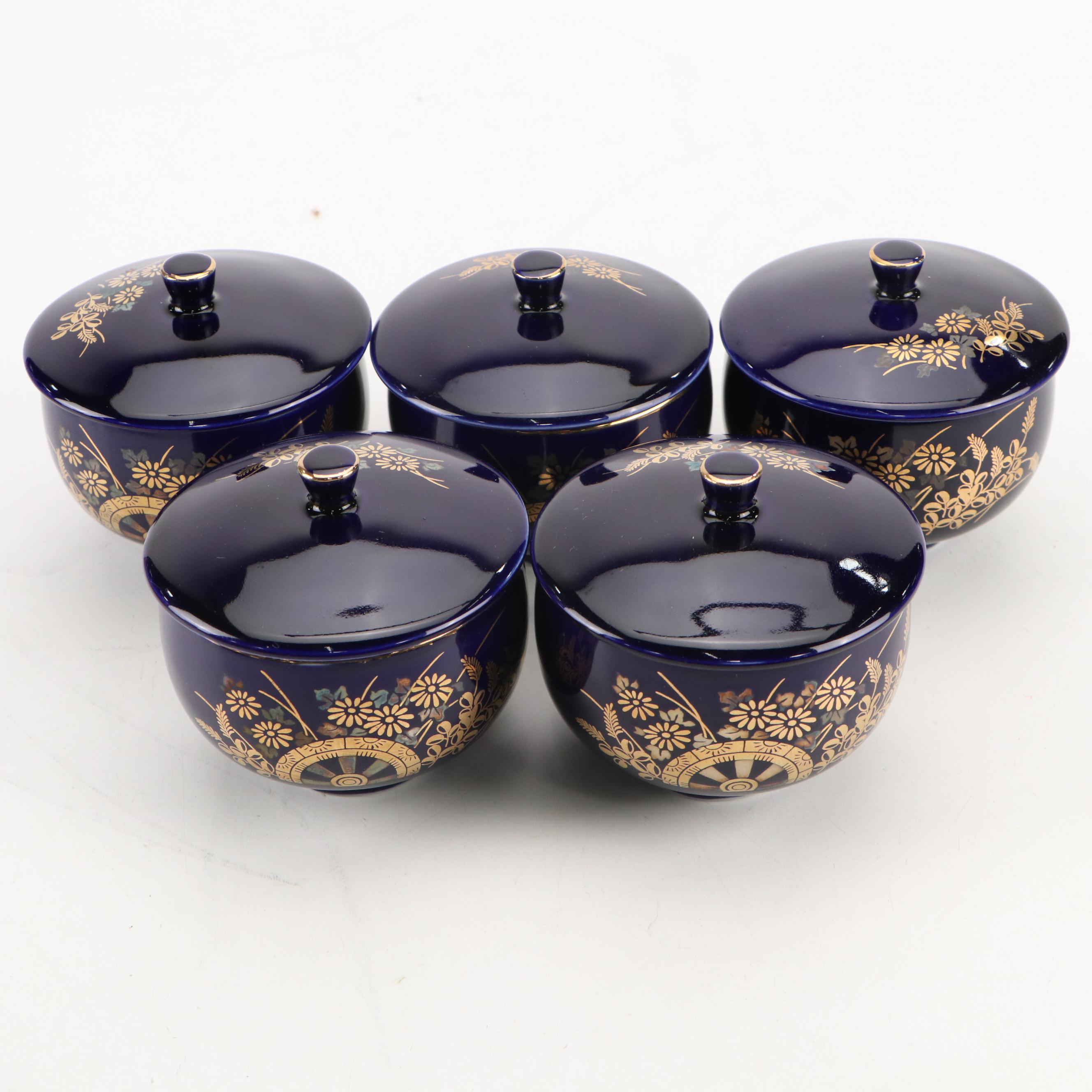 Nippon Tosai Co. Japanese Porcelain Teapot and Lidded Teacups with Storage Box