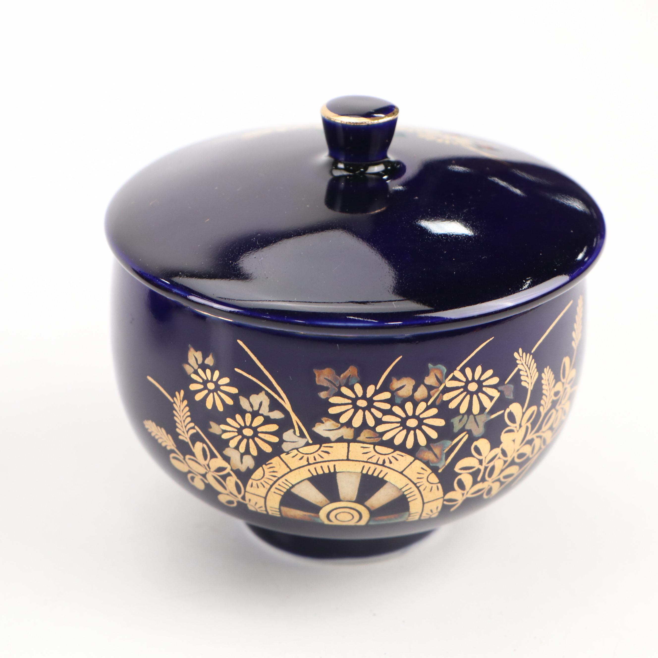 Nippon Tosai Co. Japanese Porcelain Teapot and Lidded Teacups with Storage Box