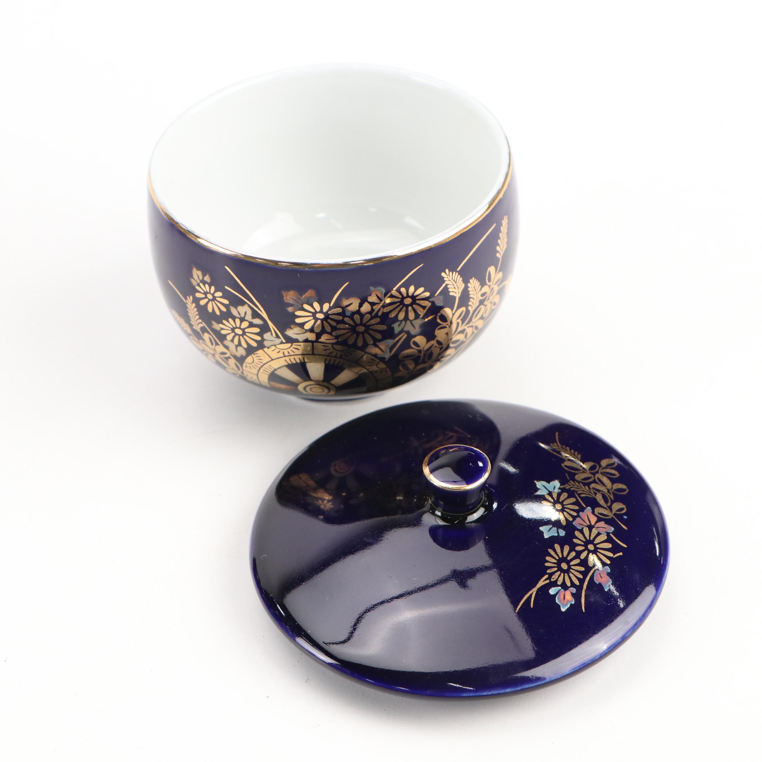 Nippon Tosai Co. Japanese Porcelain Teapot and Lidded Teacups with Storage Box