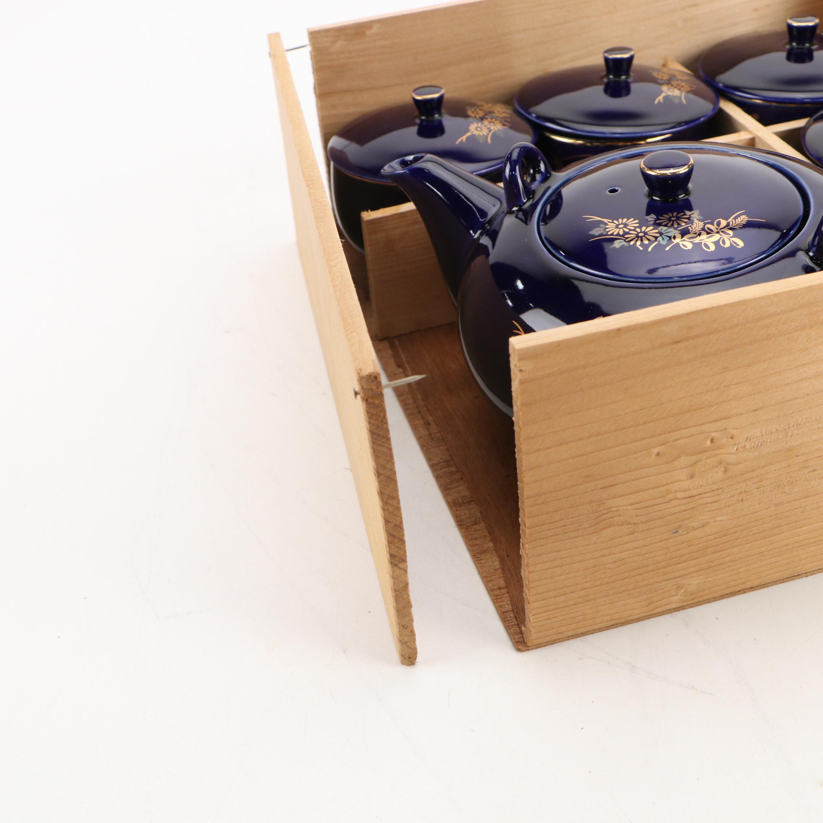 Nippon Tosai Co. Japanese Porcelain Teapot and Lidded Teacups with Storage Box